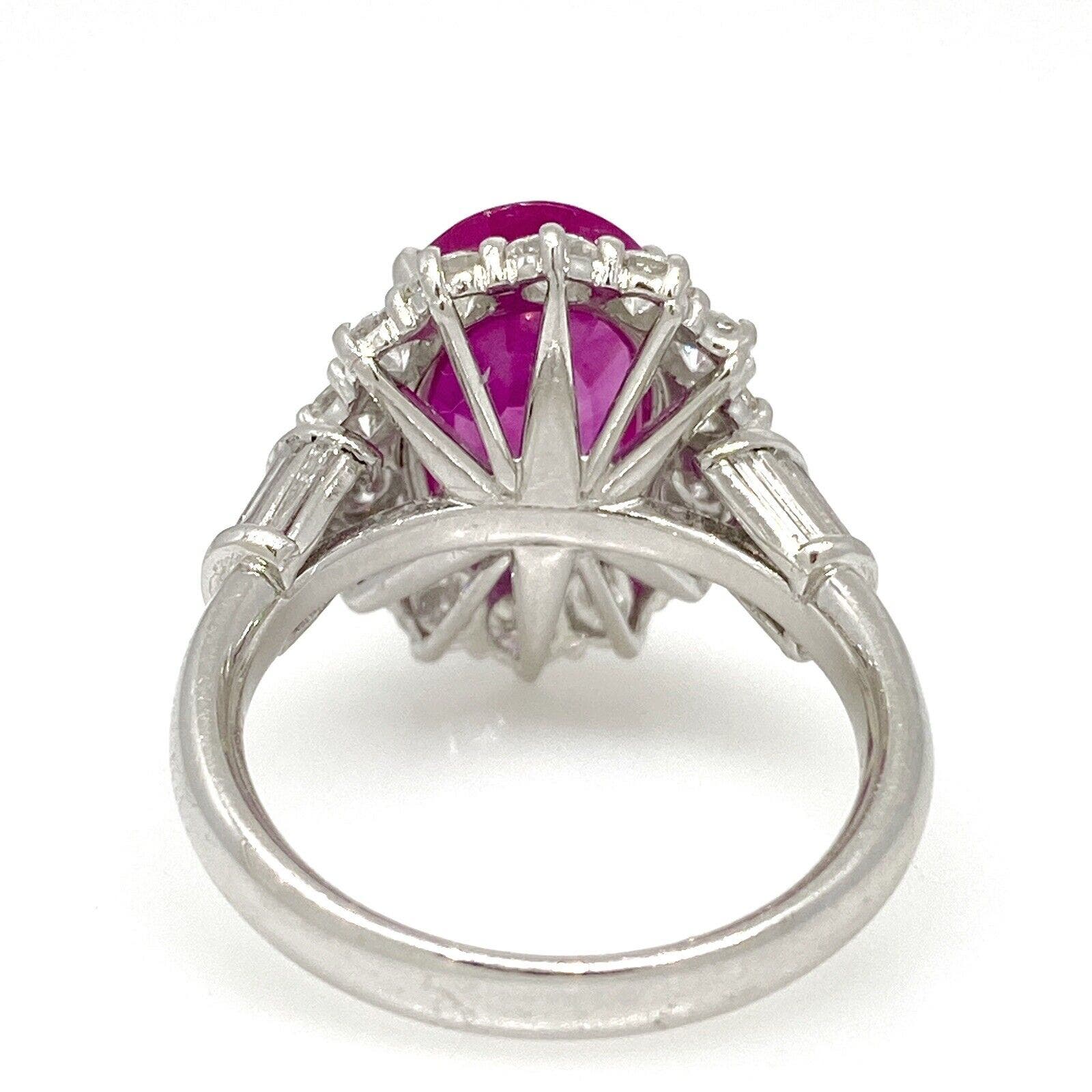 GIA Burma Heated Ruby 4.74 ct Oval in Diamond Platinum Ring - HM2284ZE