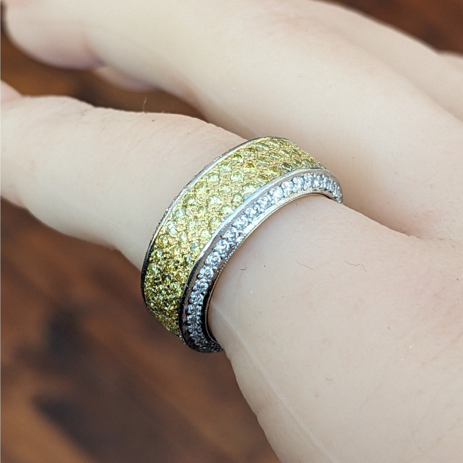 Beaudry Yellow and White Diamond Ring in Platinum & 18k Yellow Gold