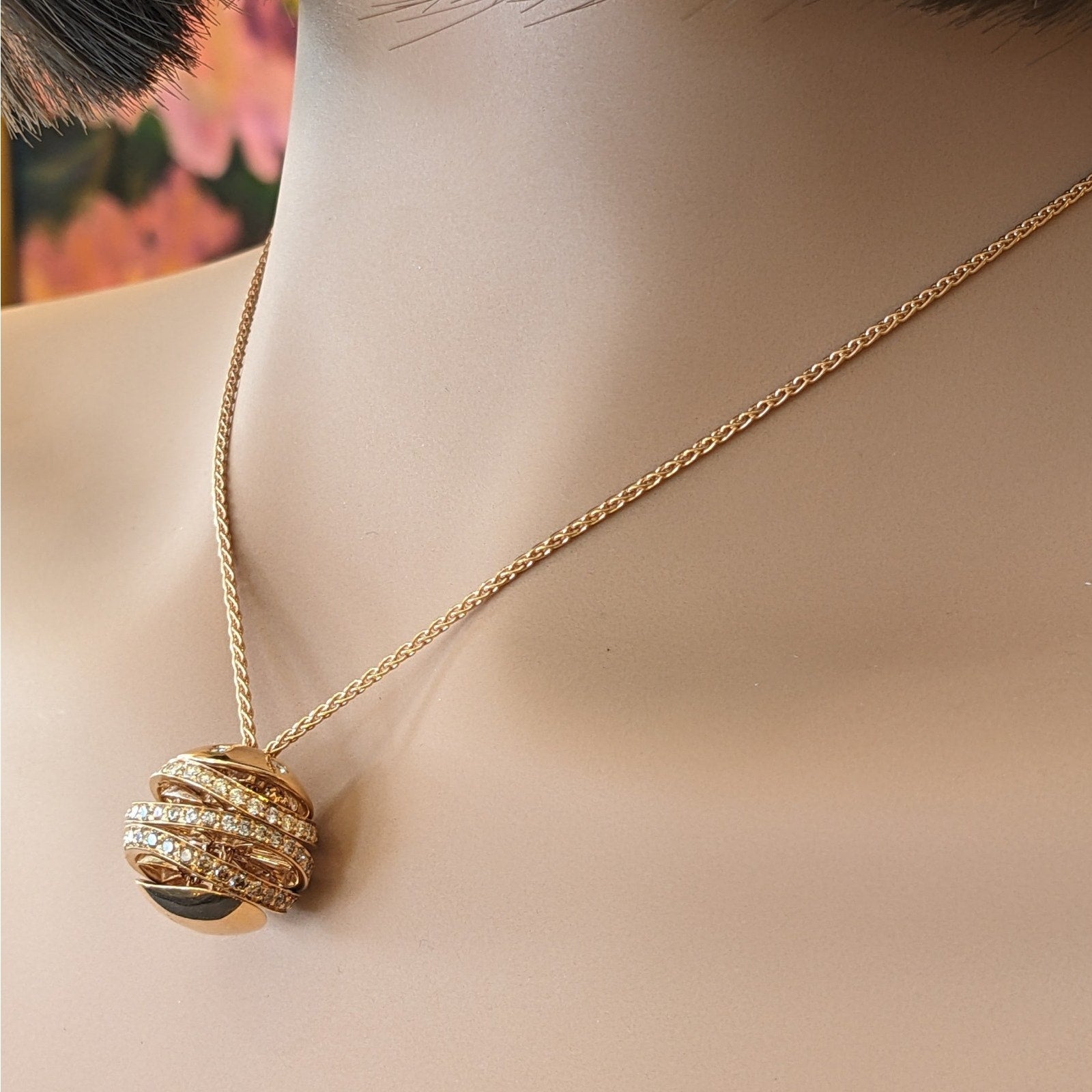 iO Si Italy Diamond Bauble Pendant Necklace in 18k Rose Gold