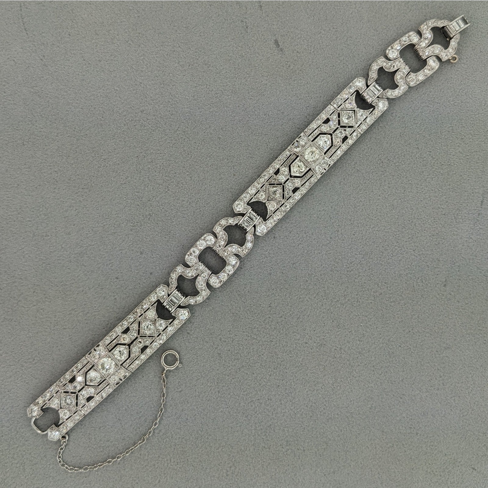 Art Deco Euro cut Diamond Bracelet .50 inch wide in Plat/14k chain