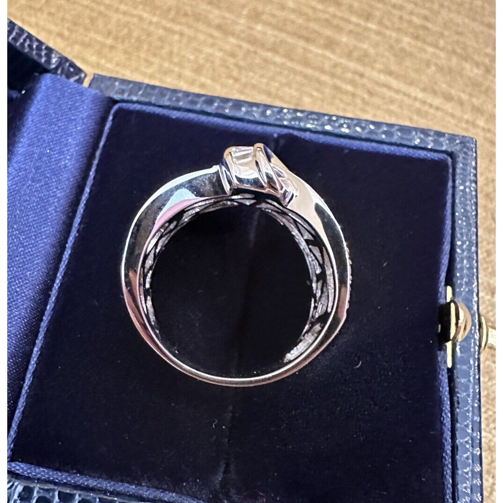 Wide Baguette and Round Diamond Twist Ring 1.75 cttw in 18k White Gold