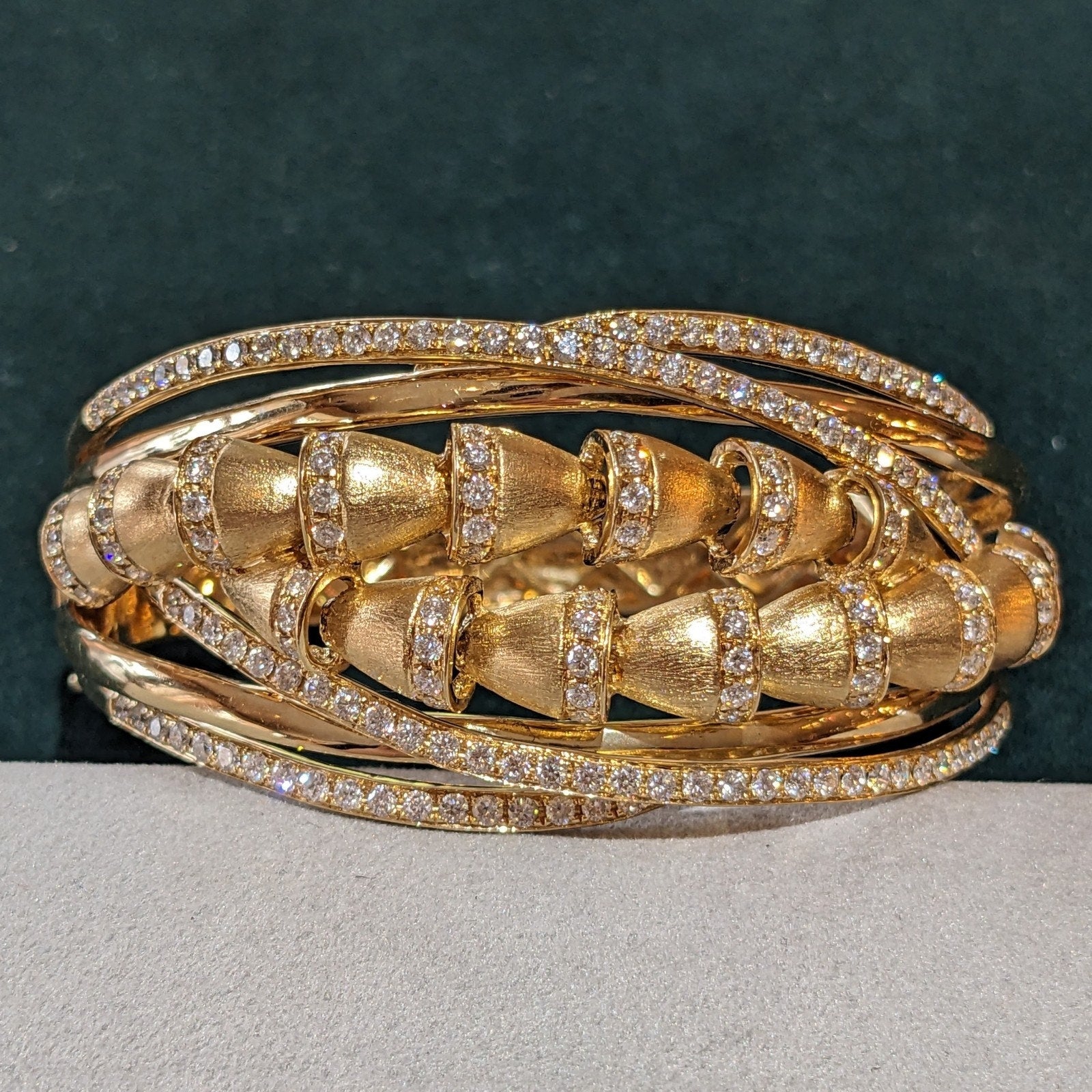 Multi-strand Diamond Bangle Bracelet in 18k Yellow Gold