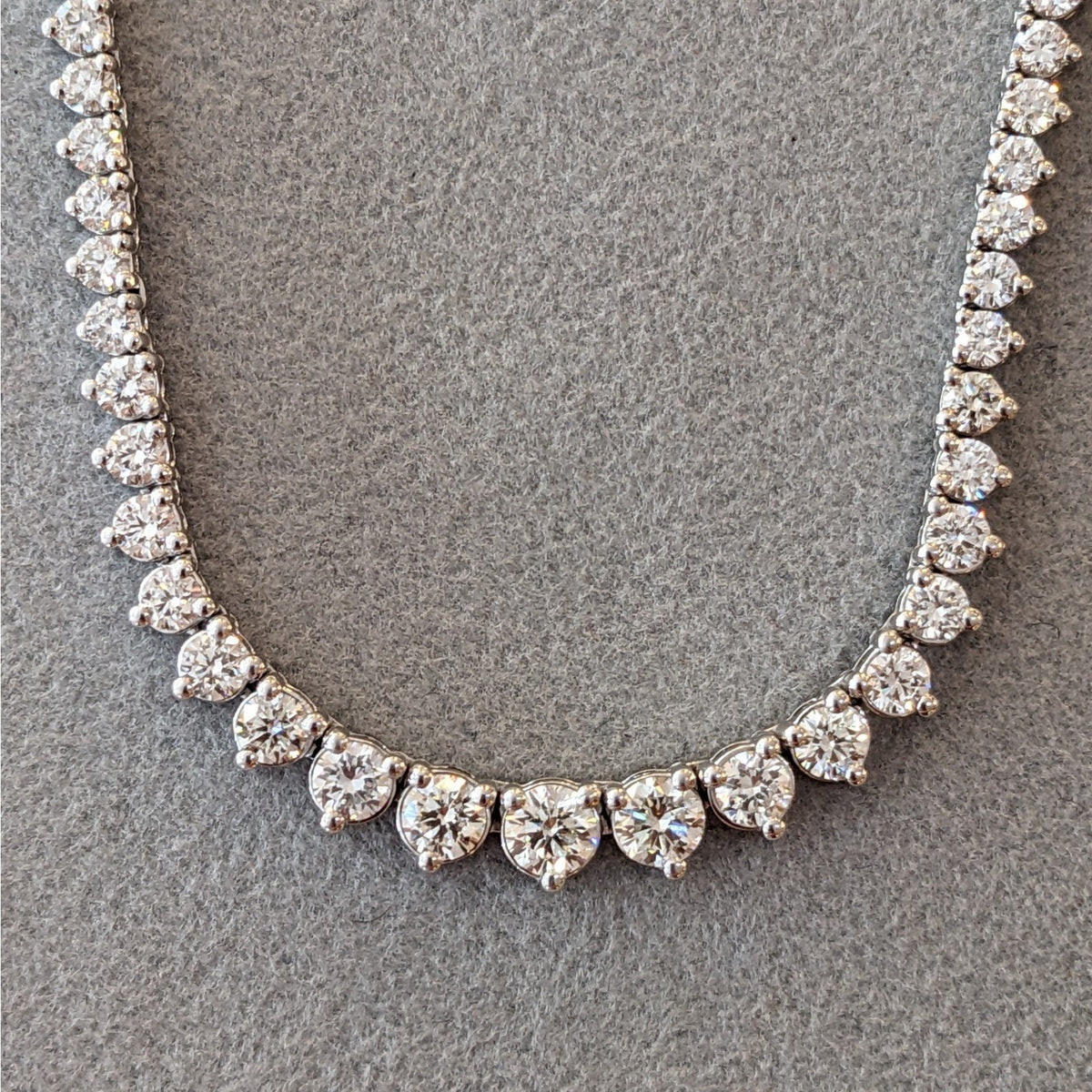 Round Diamond Graduating Tennis Necklace 8.00 ctw in 18k White Gold