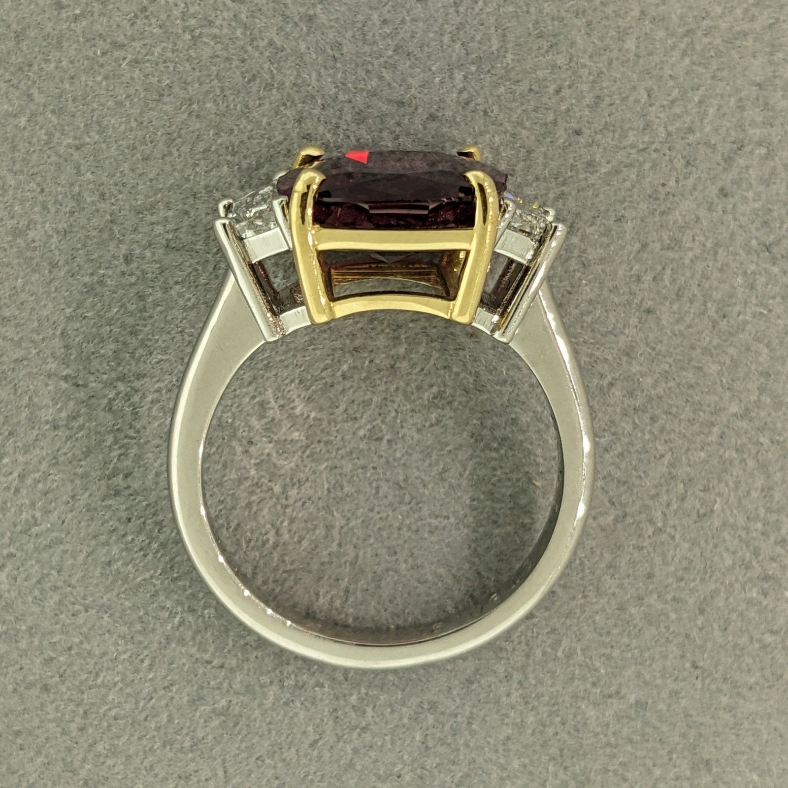 GIA 5.91 ct Natural Unheated Oval Ruby Diamond Ring in Platinum & 18k Yellow Gold