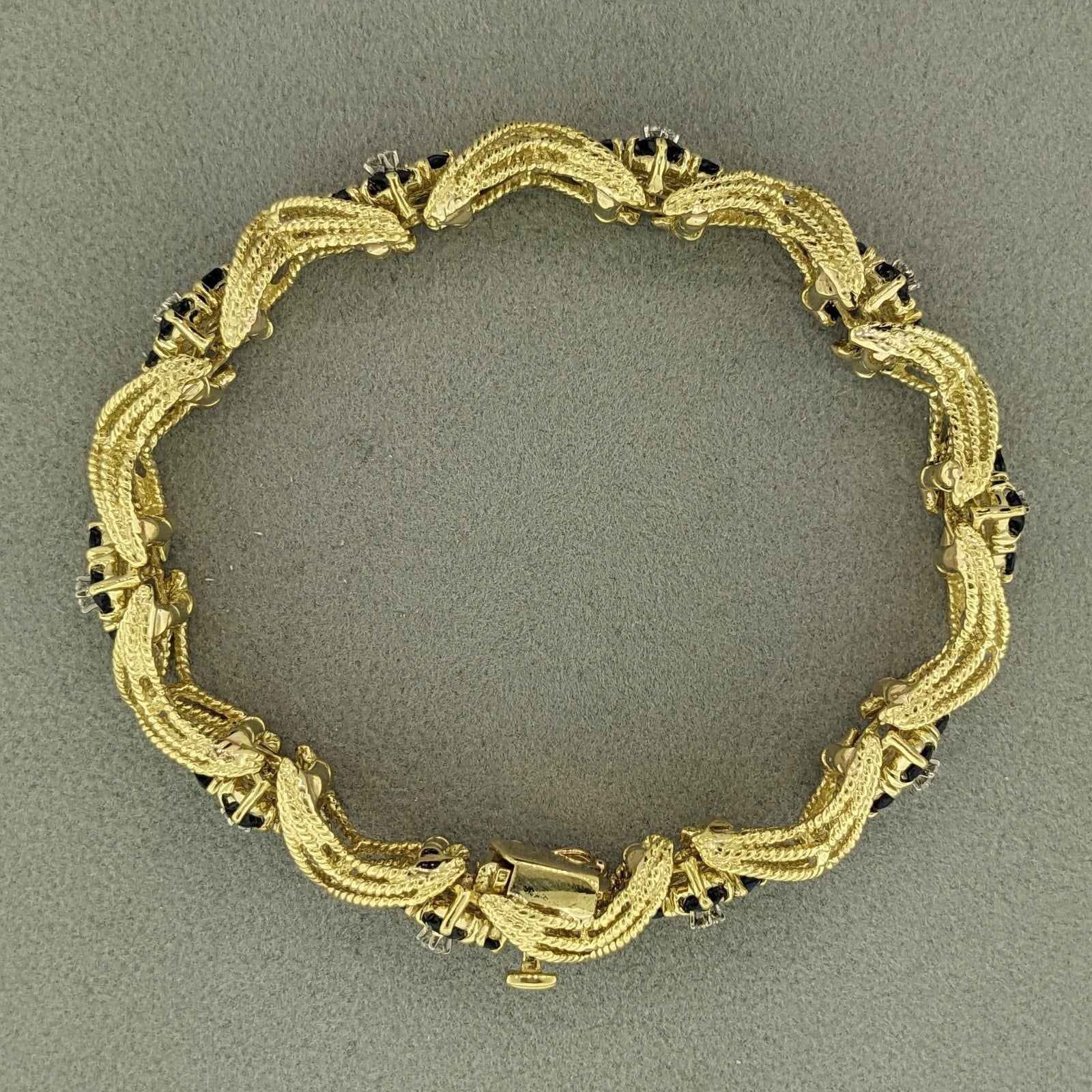 La Triomphe Sapphire and Diamond "X" Bracelet in 18k Yellow Gold