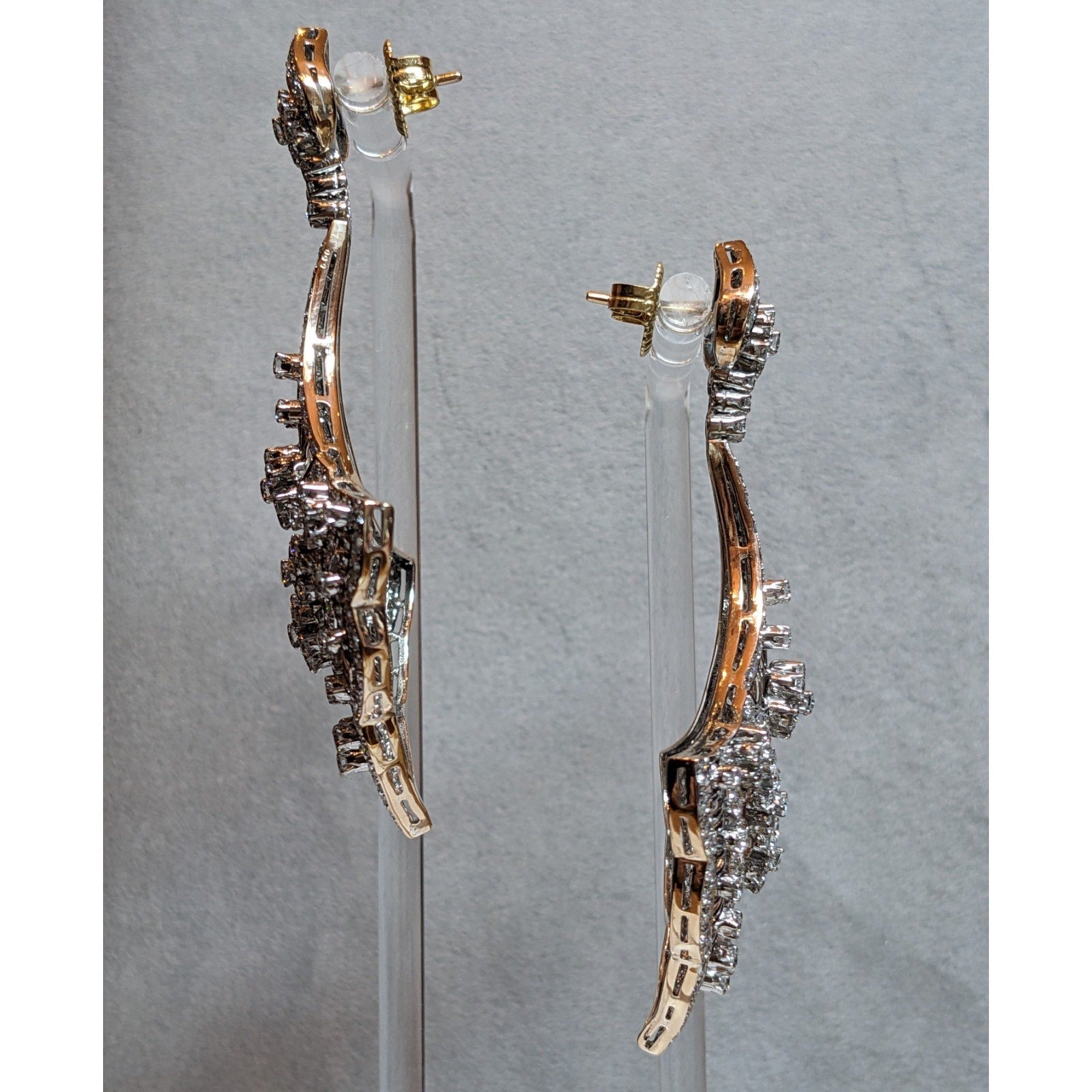 Diamond Fan Chandelier Earrings 10.00 cttw in 14k Gold