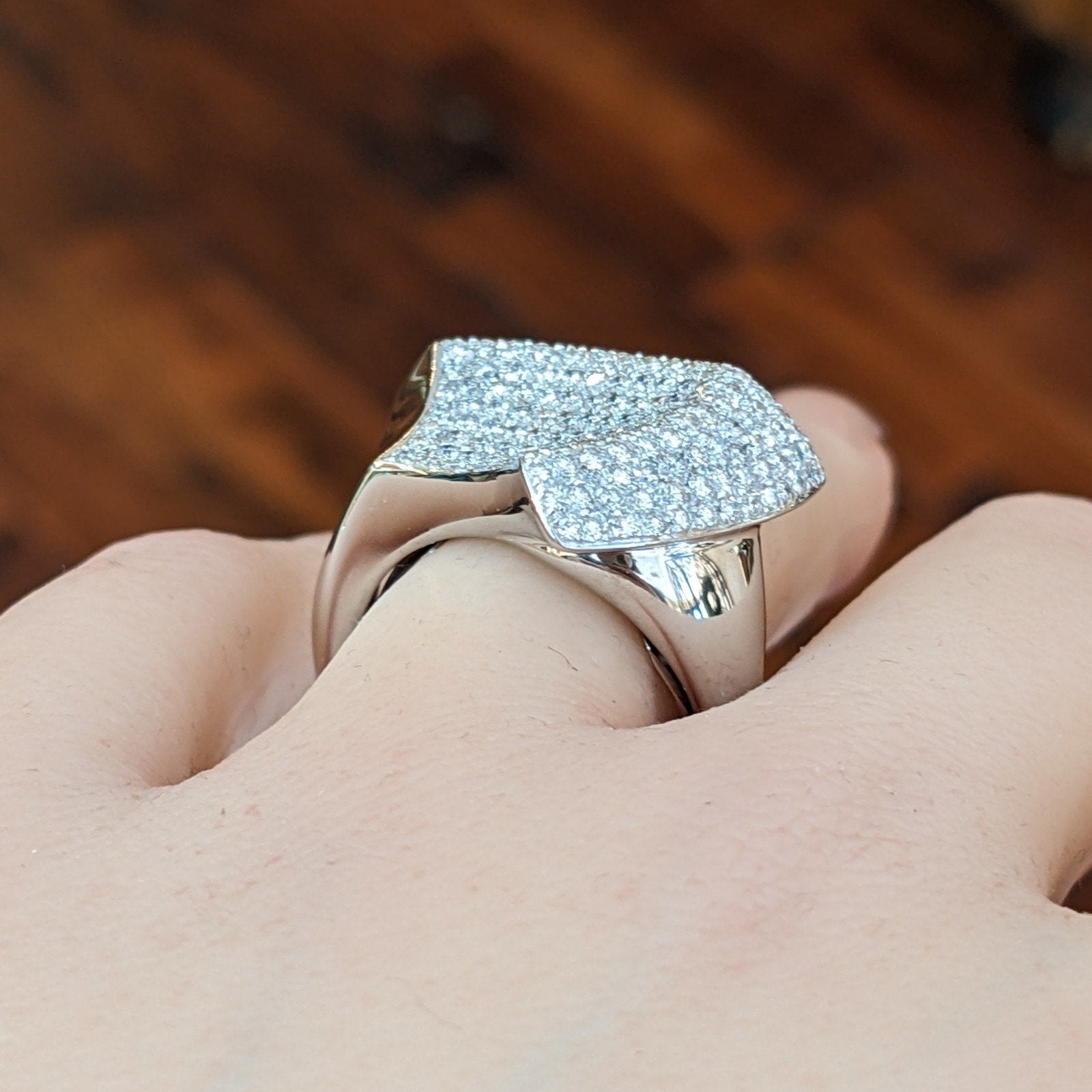 Pave Diamond Cocktail Ring in 18k White Gold