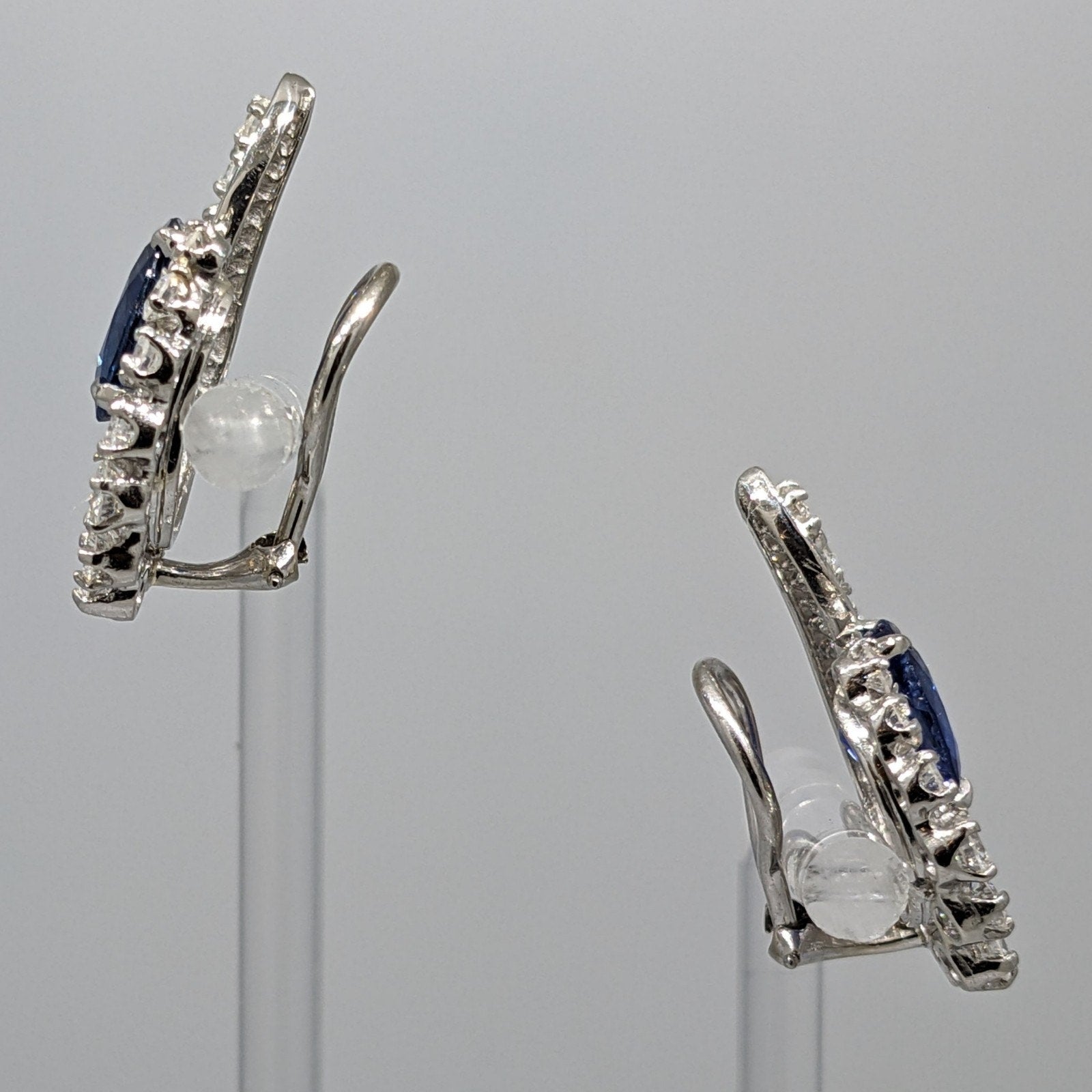 GIA Unheated Burma Sapphires and Diamond Vintage Earrings in Plat/White Gold