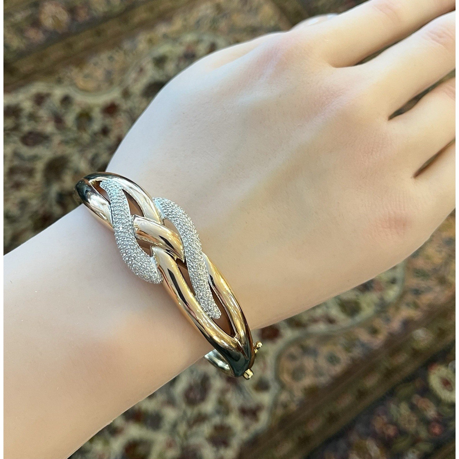 EFFY Diamond Pave Knot Style Bangle Bracelet in 14k Rose Gold
