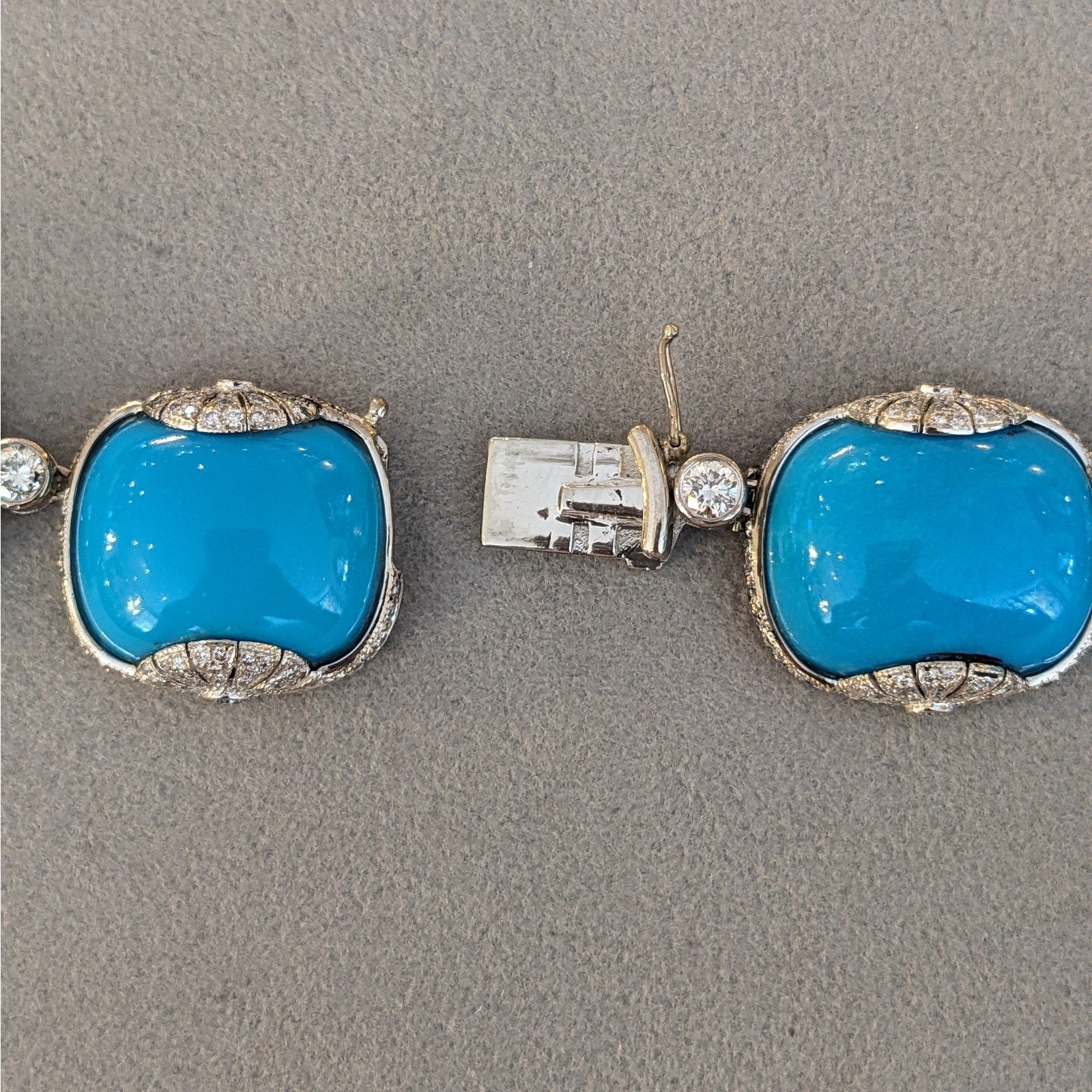 Fred Leighton Nat'l Turquoise and Diamond Necklace in 18k White Gold