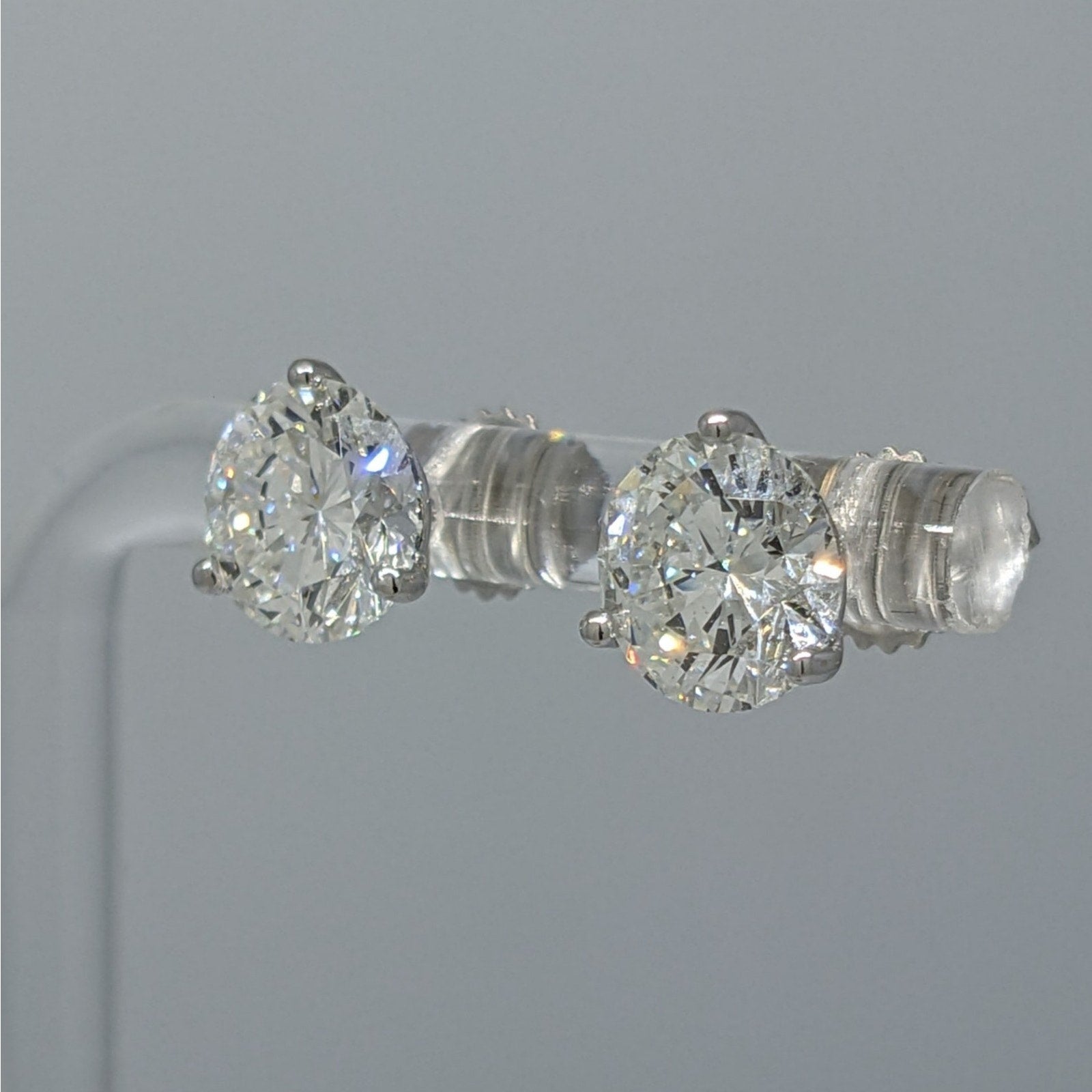 Natural Round Diamond Stud Earrings 4.07 cttw in 18k/14k White Gold