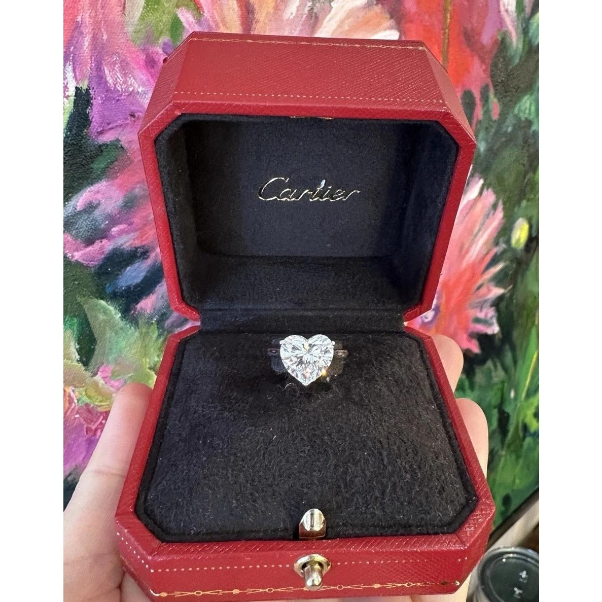 GIA Cartier 4.19ct D-VS2 Heart Brilliant Diamond Solitaire Platinum Ring