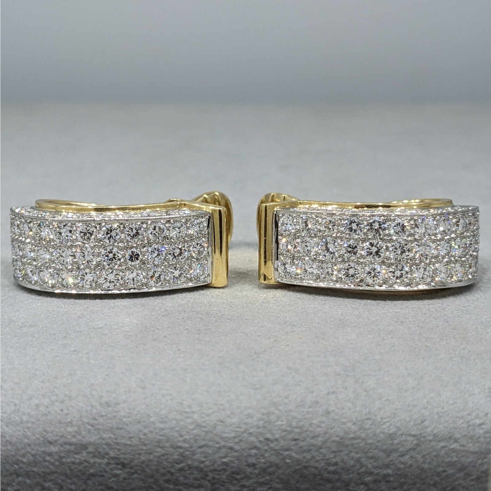 Natural Diamond Wide Pave Hoop Earrings in 18k Yellow/White Gold