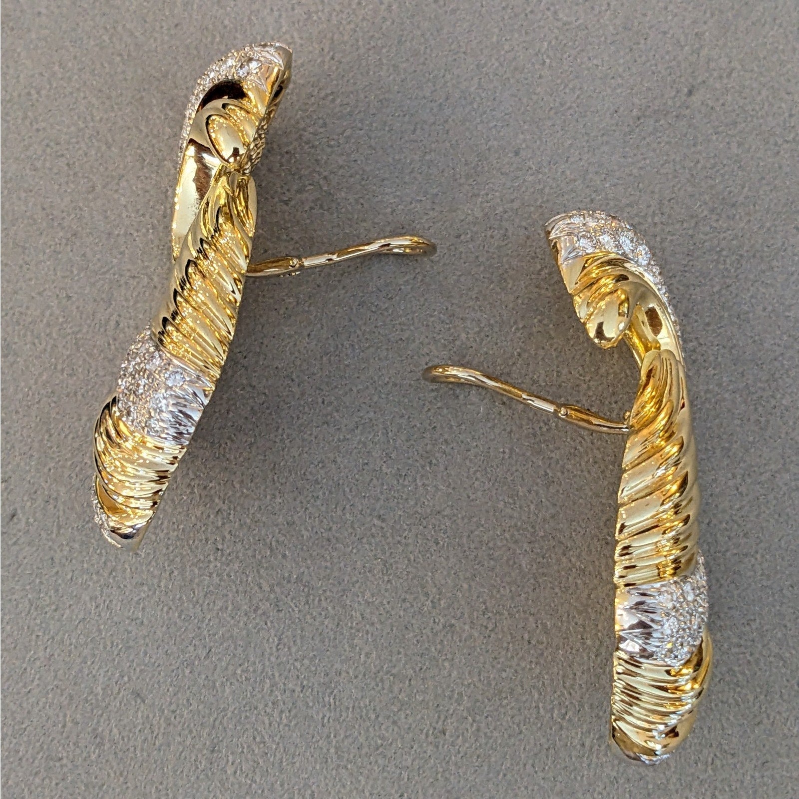 Large Diamond Door Knocker Dangle Earrings in 14k Yellow Gold