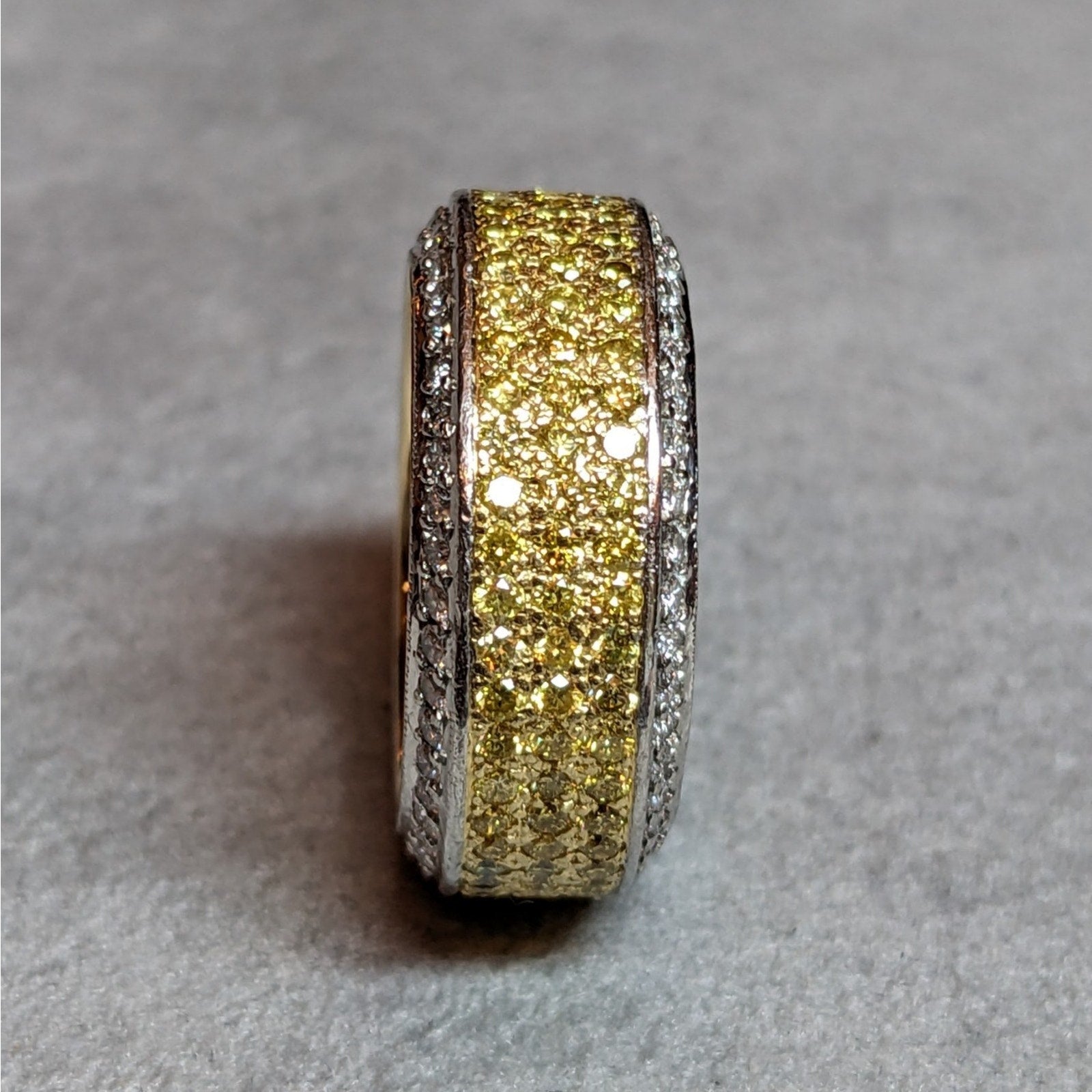 Beaudry Yellow and White Diamond Ring in Platinum & 18k Yellow Gold