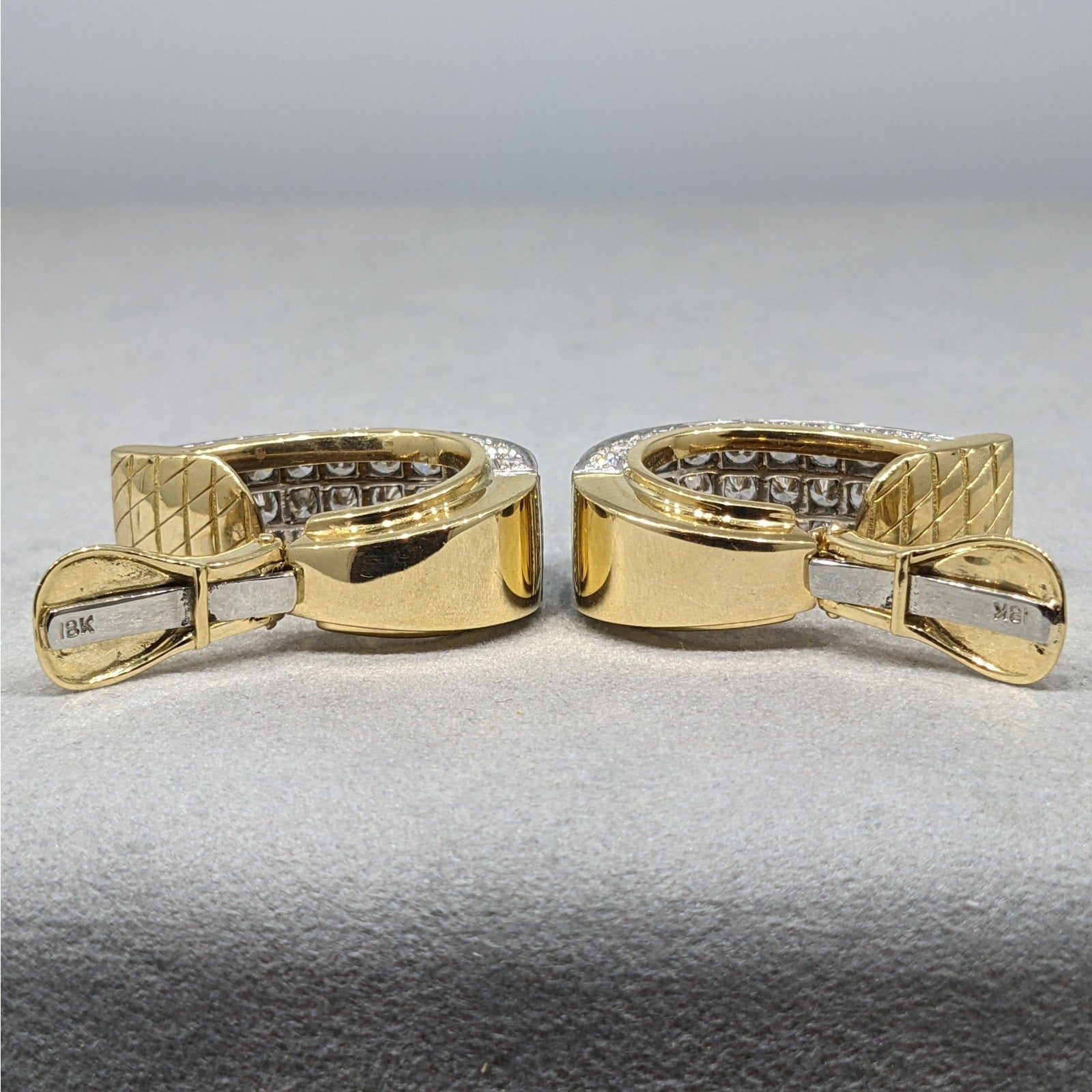 Natural Diamond Wide Pave Hoop Earrings in 18k Yellow/White Gold