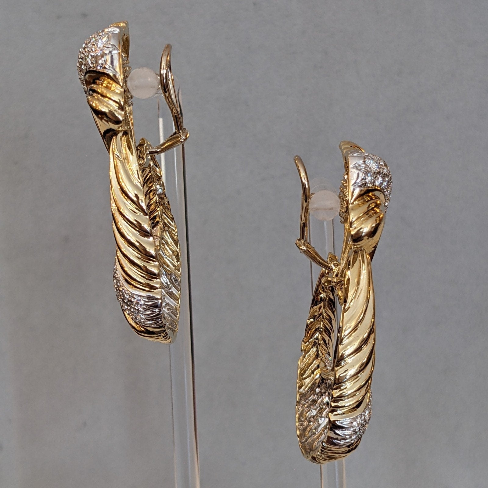 Large Diamond Door Knocker Dangle Earrings in 14k Yellow Gold