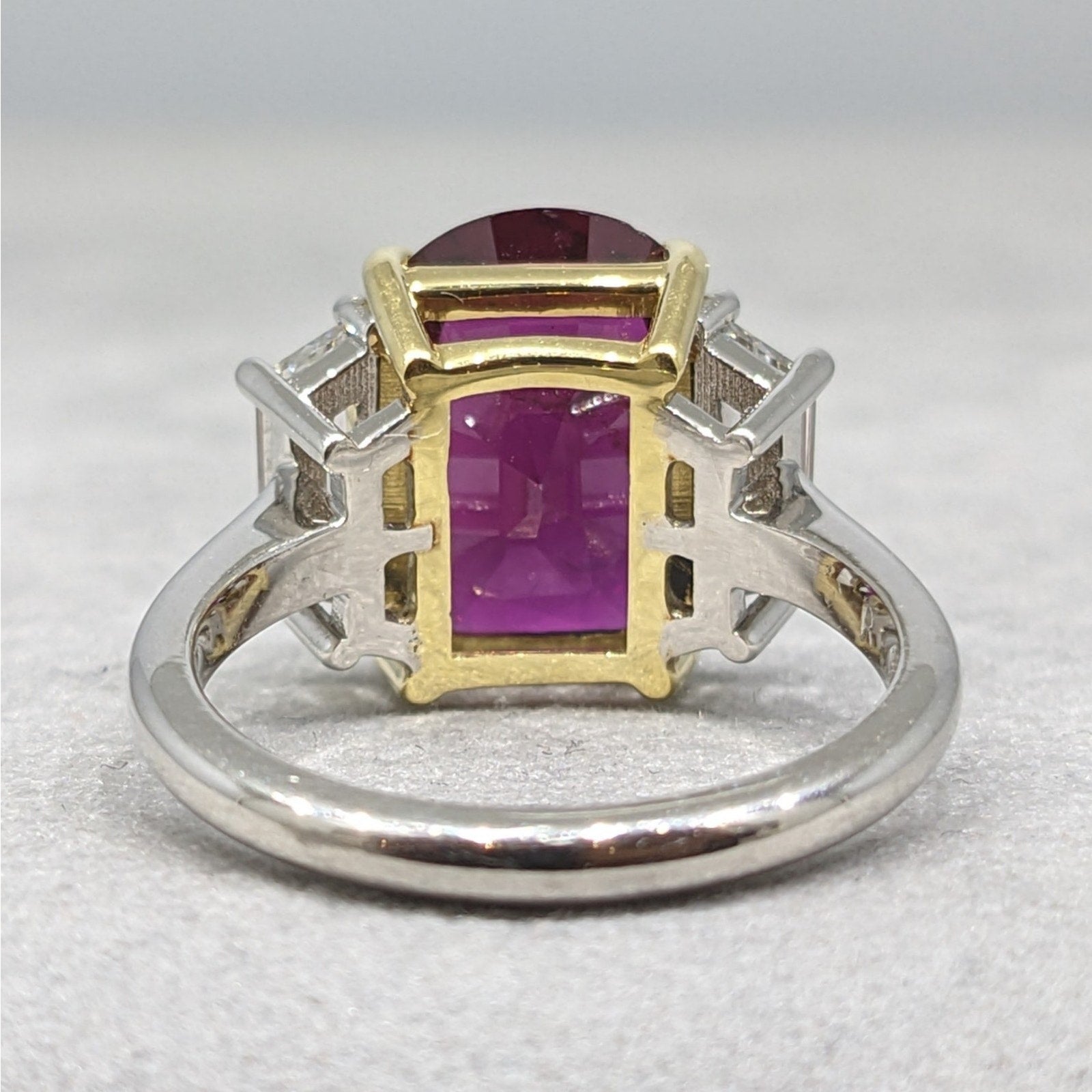 GIA 5.91 ct Natural Unheated Oval Ruby Diamond Ring in Platinum & 18k Yellow Gold
