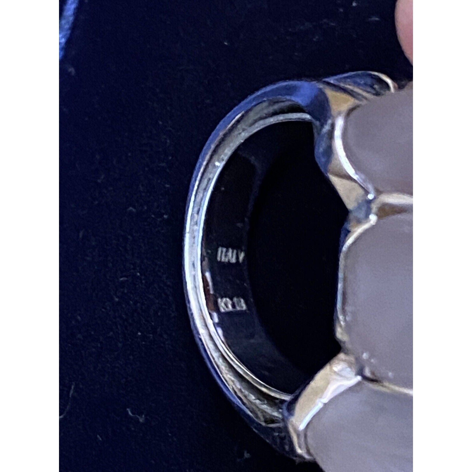 Large Carved Rock Crystal & Diamond Cocktail Ring in 18k White Gold