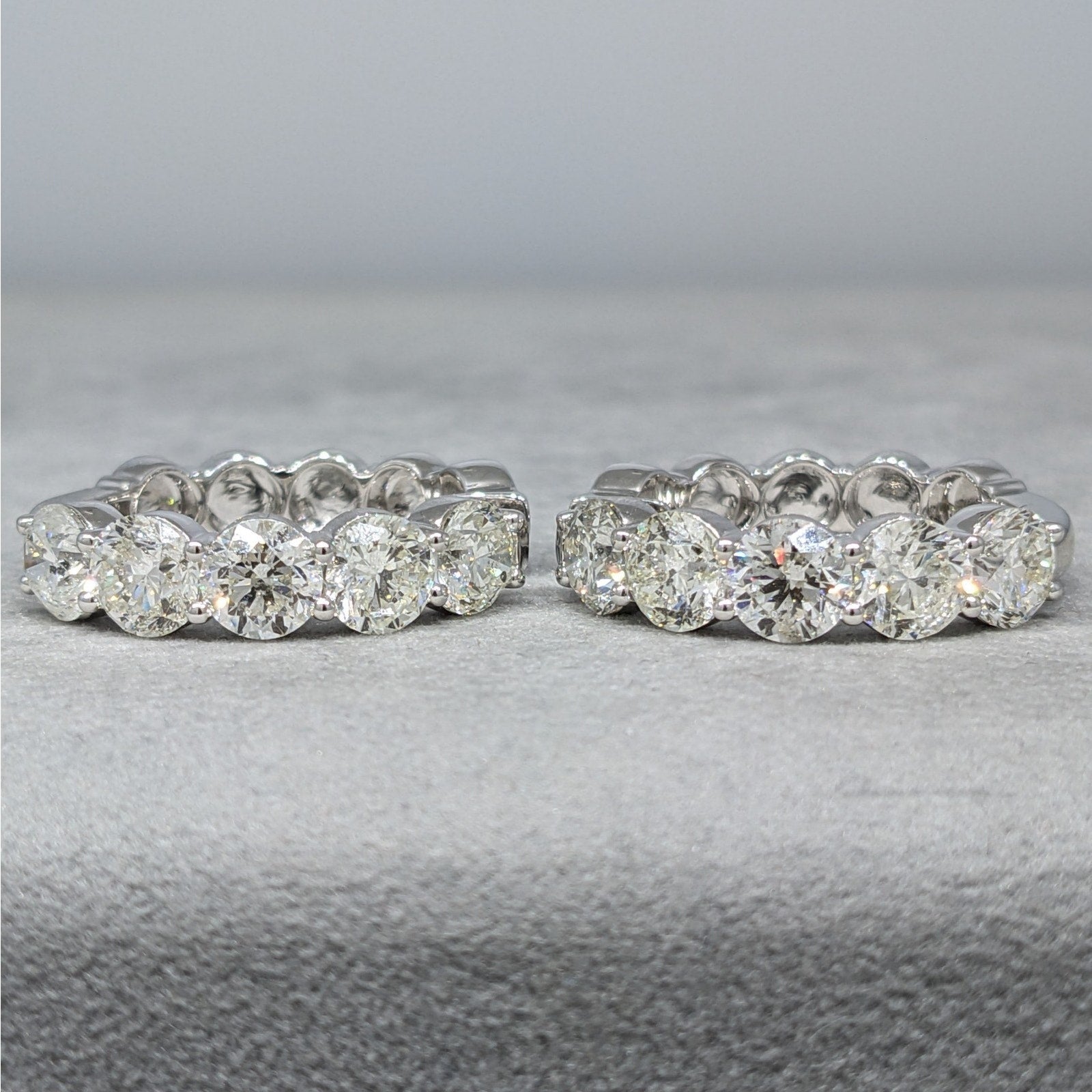 10.31 ctw Natural Round Diamond Hoop Earrings in 18k White Gold