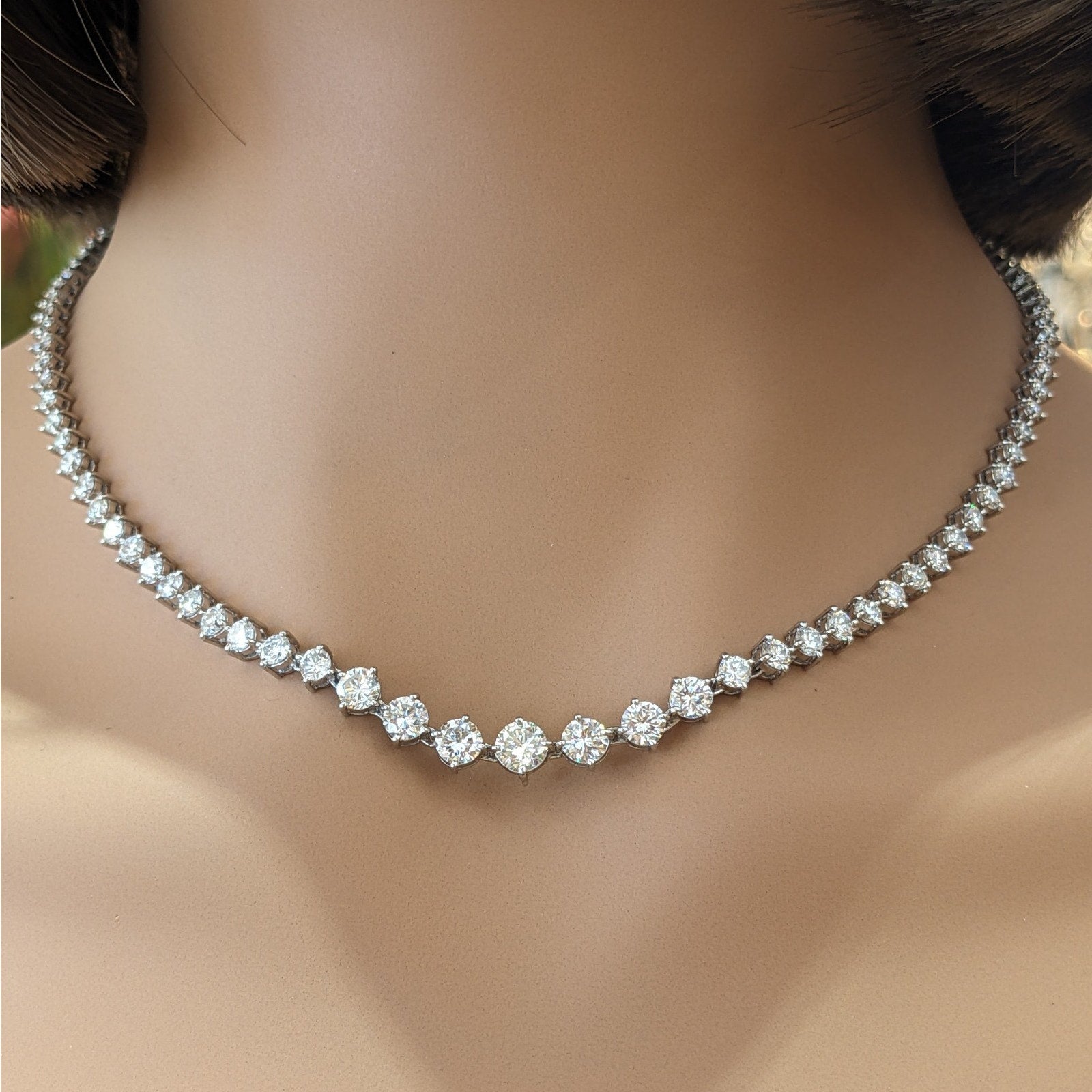 10.00 cttw Round Diamond Tennis Necklace 16.75 inches in Platinum