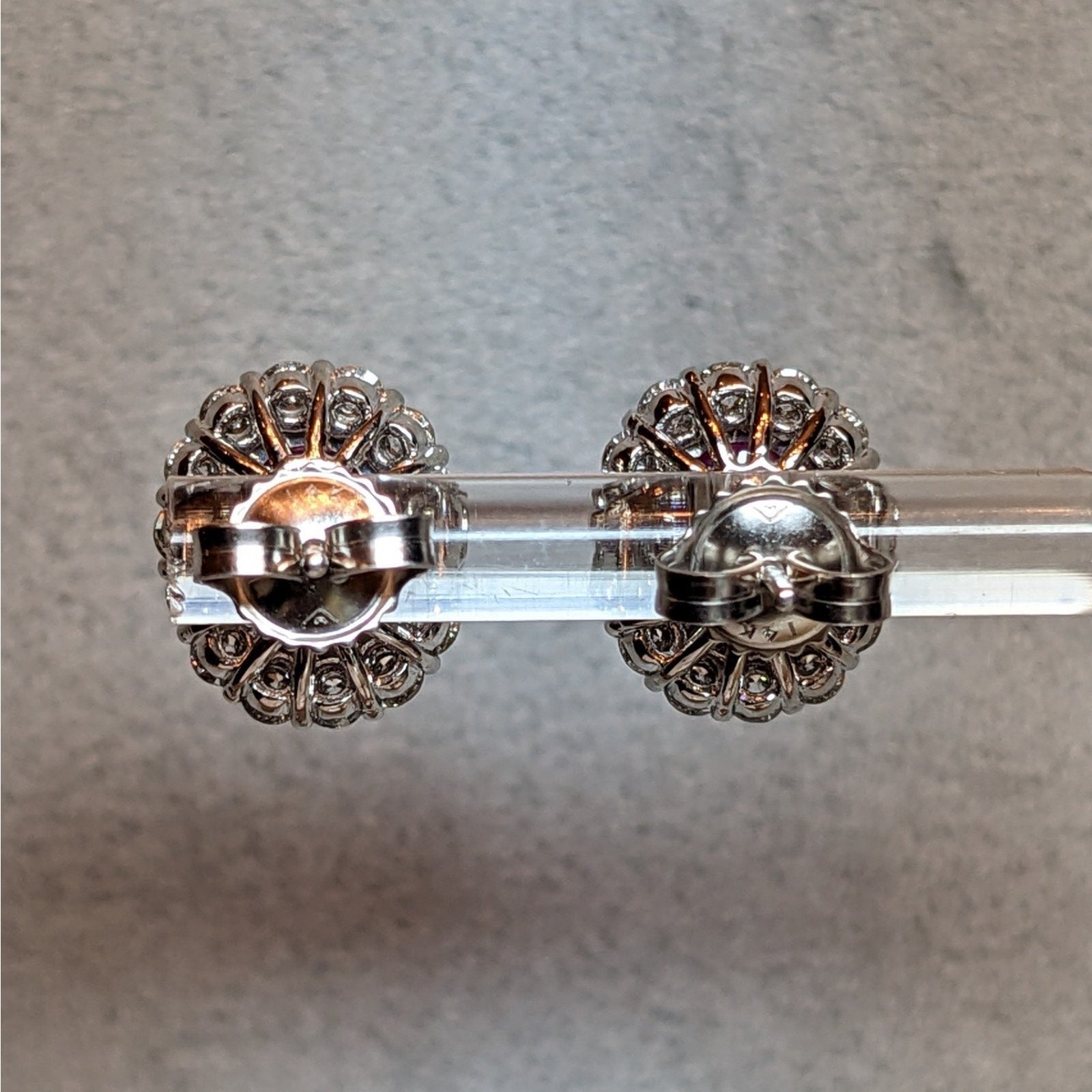 GIA Natural Burma Ruby Oval Stud Earrings with Diamonds in Platinum & 14k White Gold