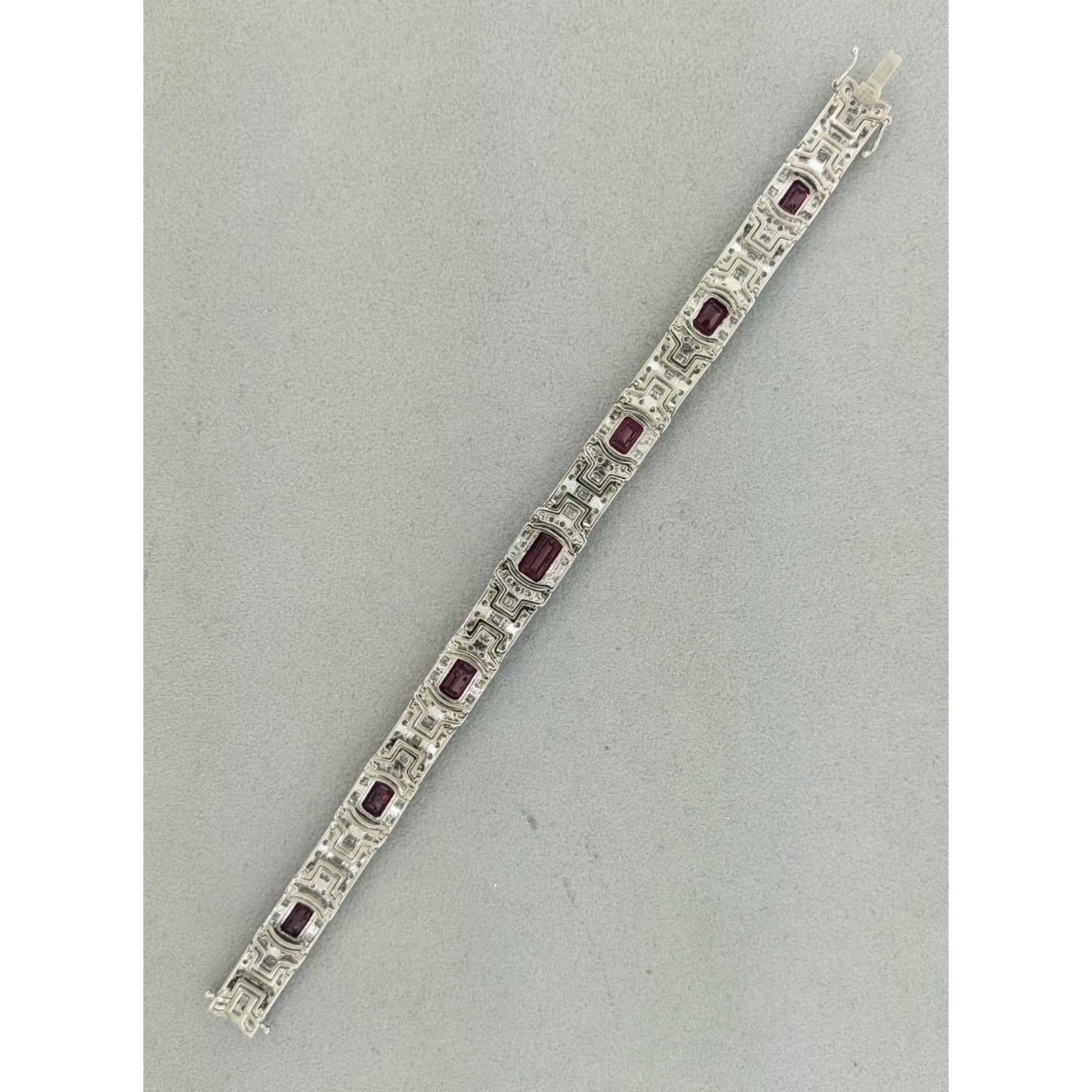 Natural Diamond and Ruby Statement Bracelet in Platinum