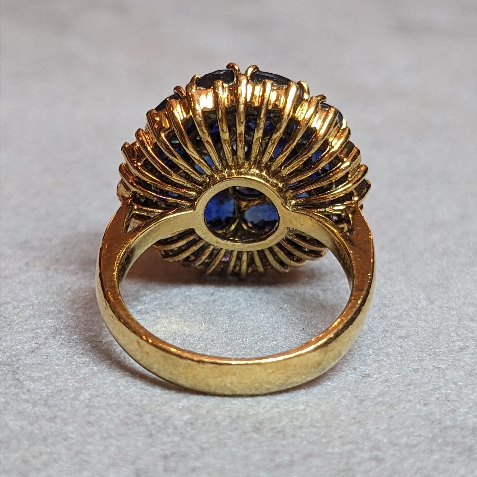 Sapphire and Diamond Dome Cocktail Ring in 18k Yellow Gold