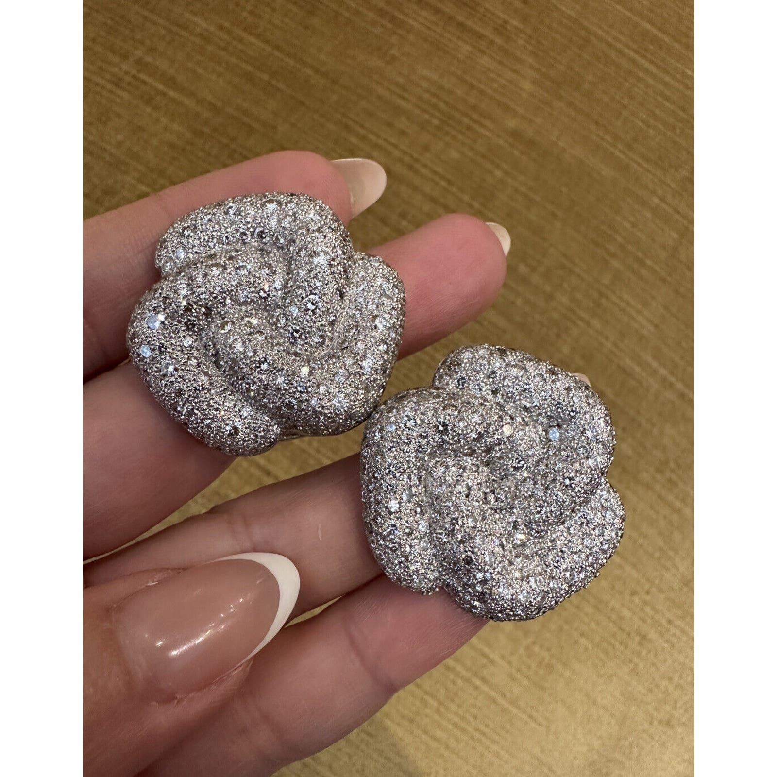 Large Pave Diamond Knot Earrings 10.00 cttw in 18k/14k Gold - HM2350ZE