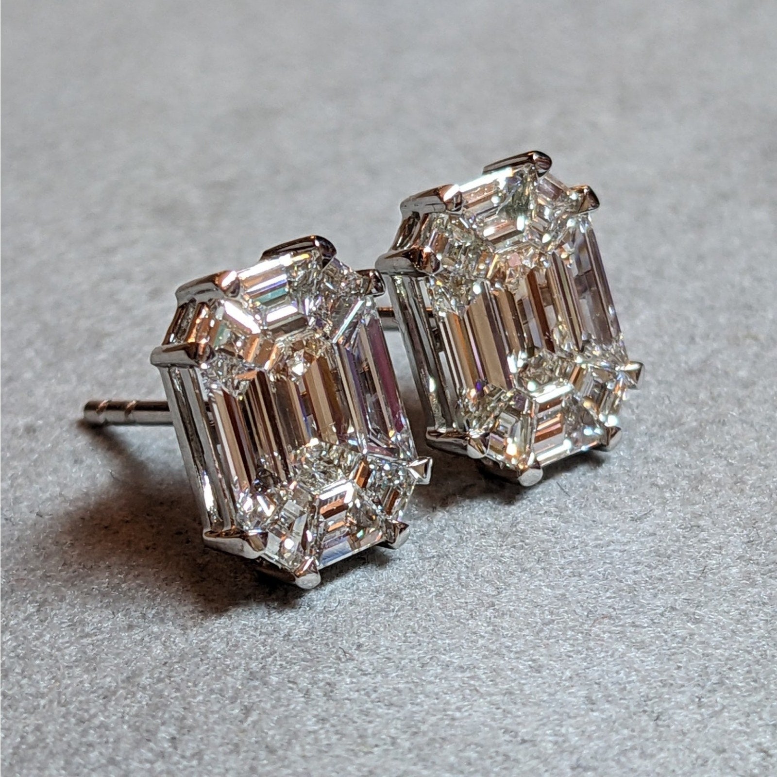 Illusion set Natural Diamond Stud Earrings 1.68cttw in 18k White Gold