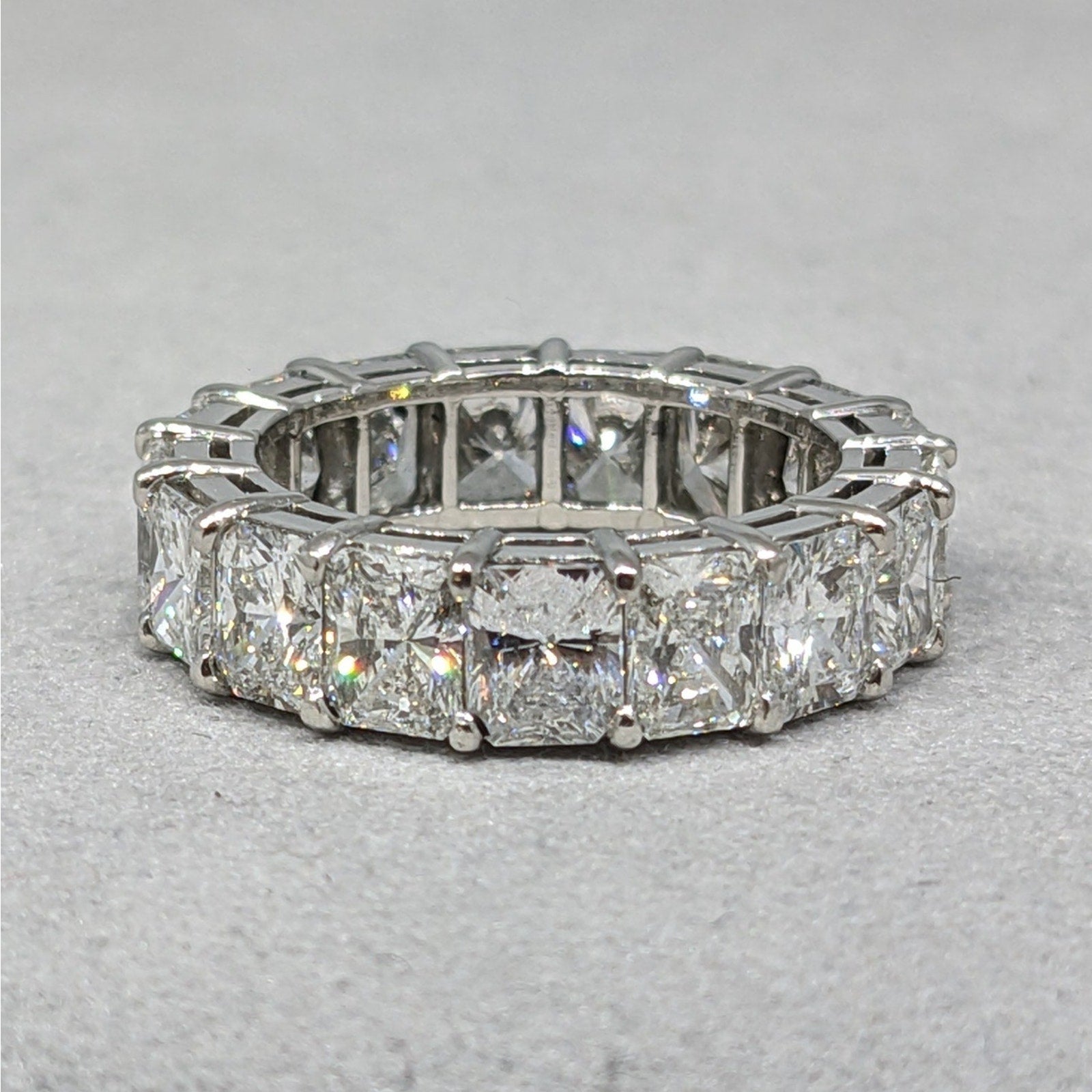 Radiant Cut Diamond Eternity Band Ring 6.00 ctw in Platinum Size 4.5
