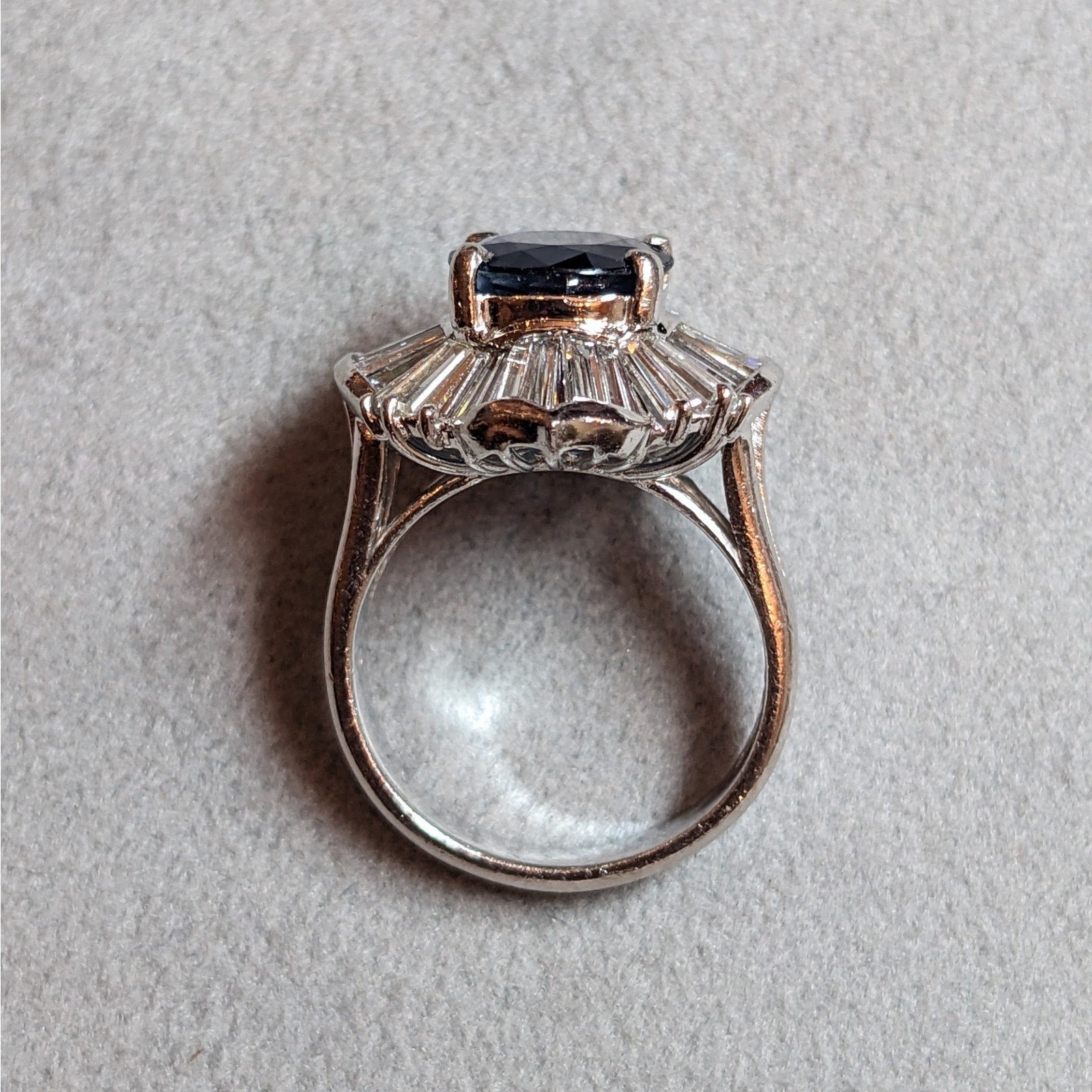 Natural Oval 3.78 ct Sapphire and Diamond Ballerina Ring in Platinum