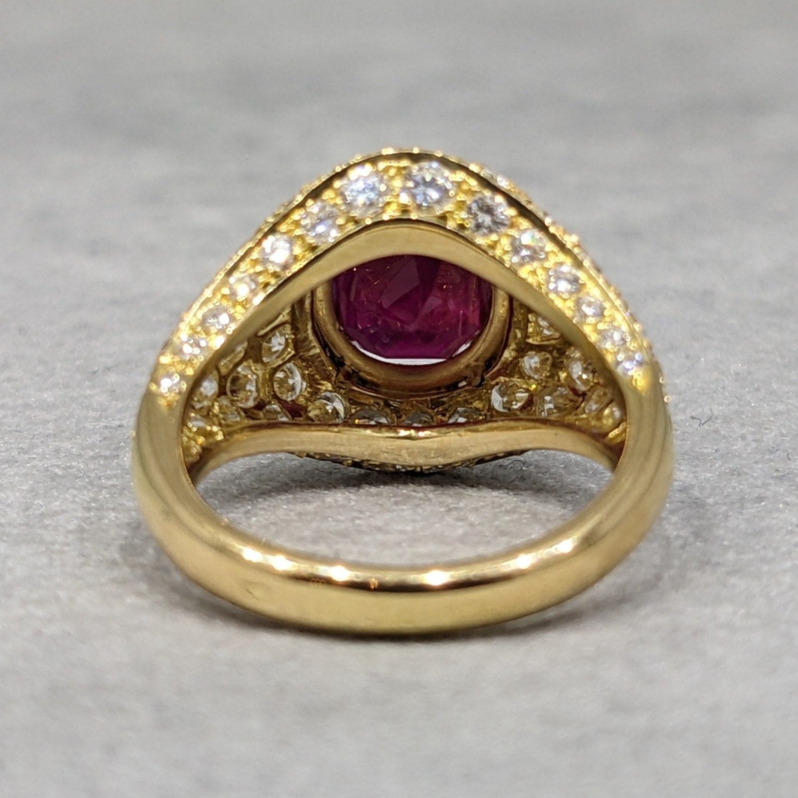 AGL Unheated 3.01 ct Natural Red Ruby in Diamond 18k Yellow Gold Ring