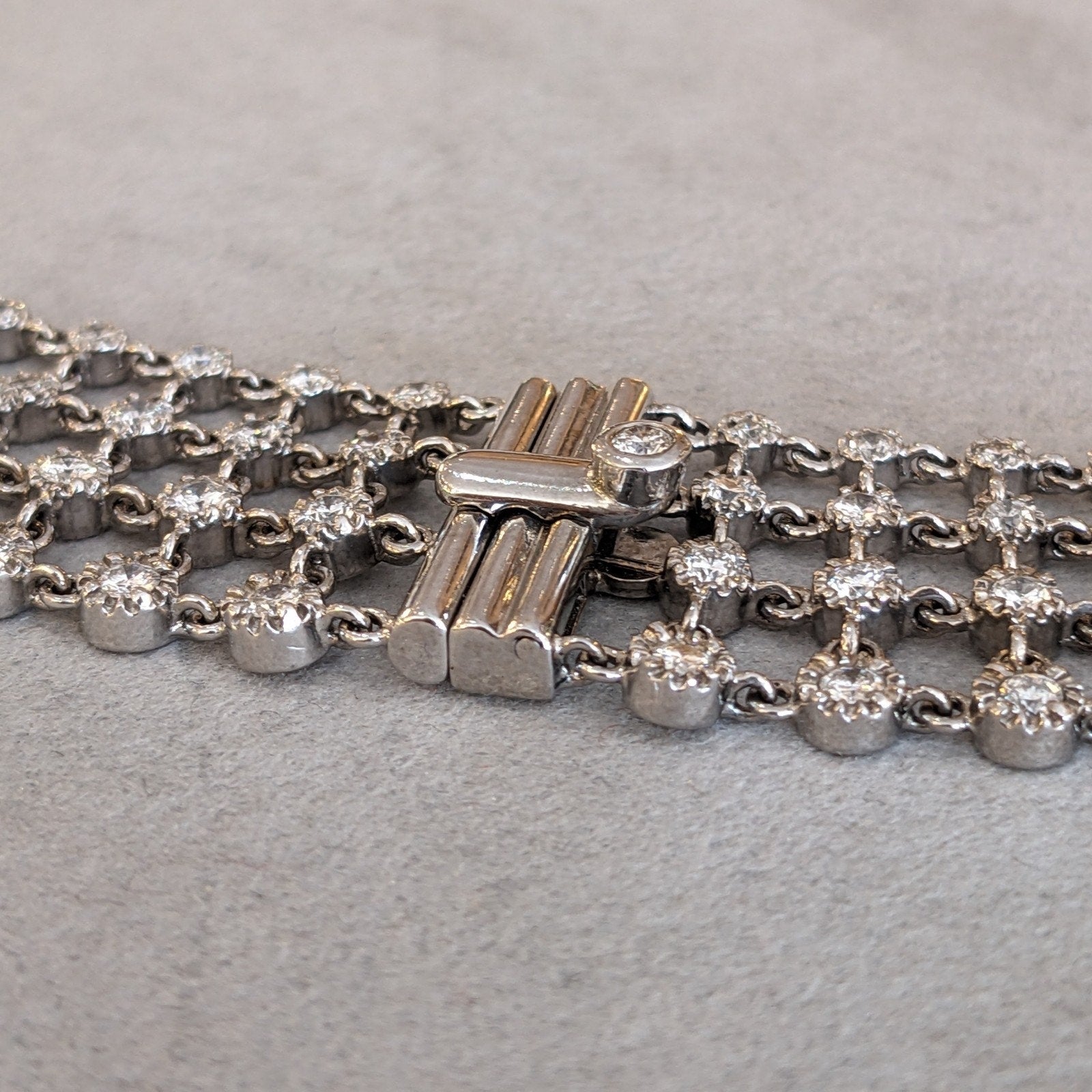 Wide Openwork Collar Diamond Necklace in 18k White Gold