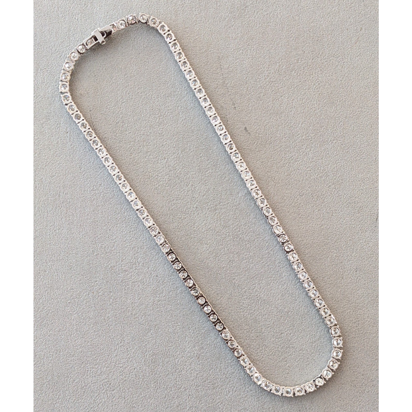 37.70 ctw Natural Diamond Tennis Necklace 17.5 inch in 18k White Gold