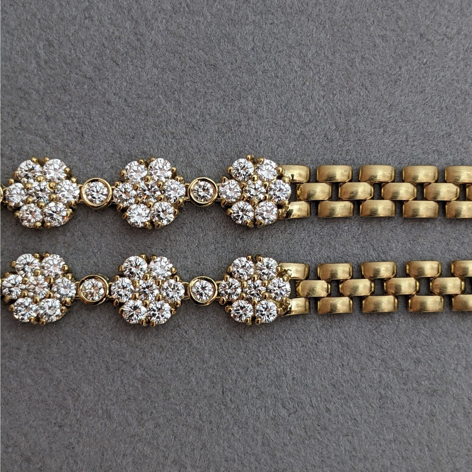 Natural Diamond Floret Necklace 10.68 ctw - Italian- 18k Yellow Gold