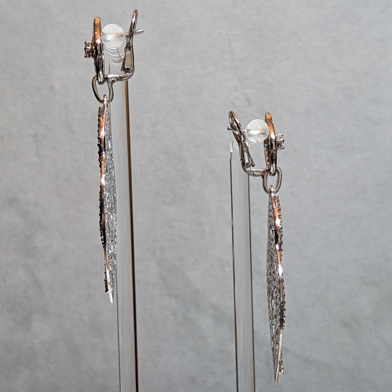 Crivelli Diamond Lace Cut-out Drop Earrings in 18k White Gold