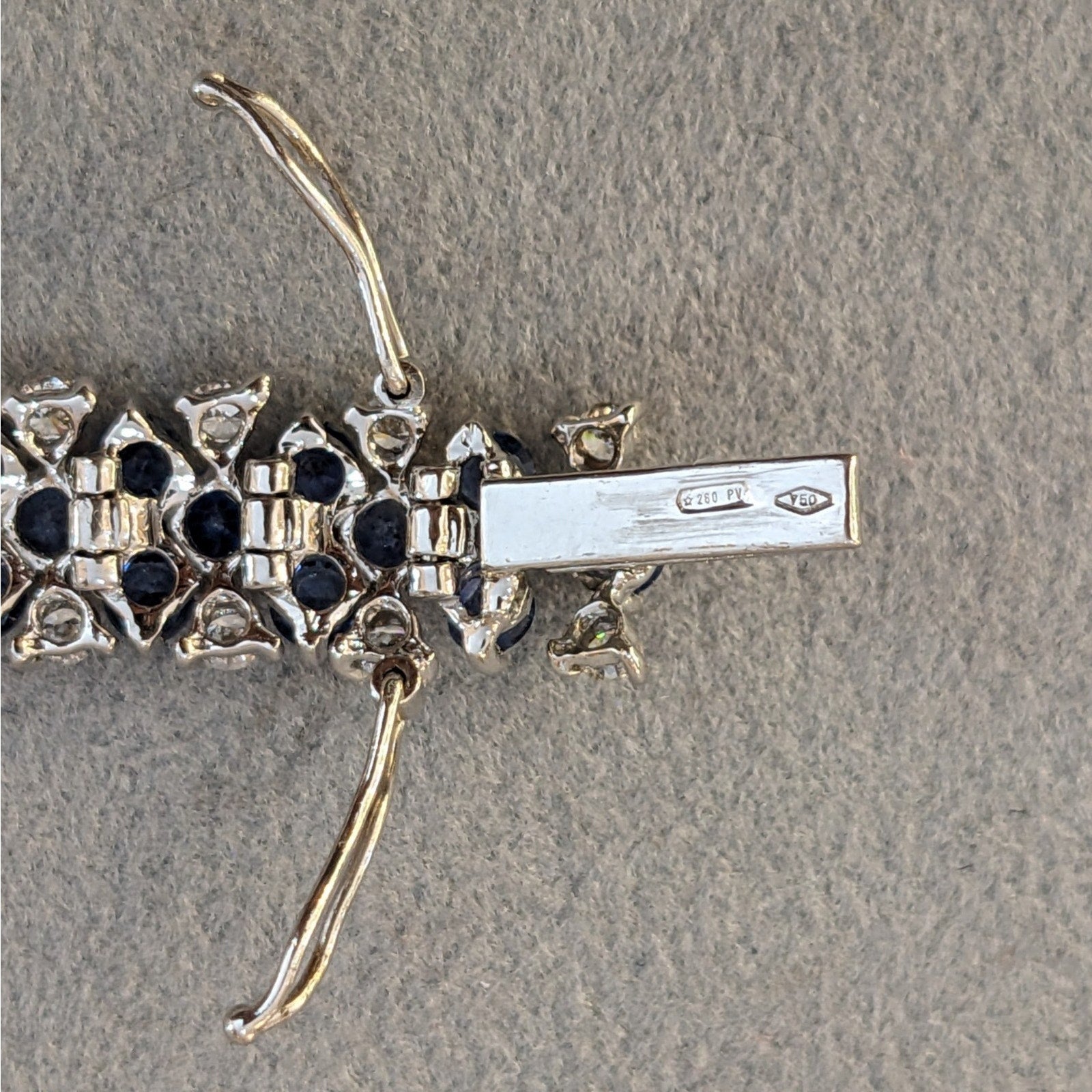 Italian Sapphire & Diamond Wide Bracelet in 18k White Gold