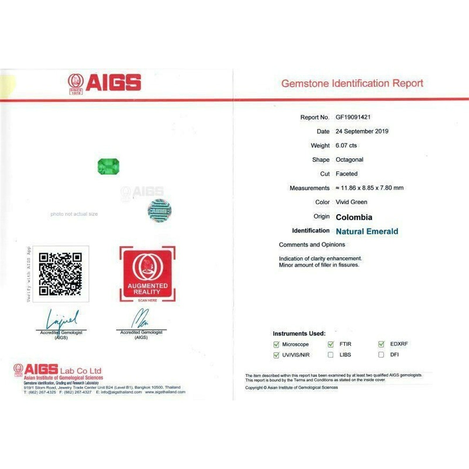 Certified Colombian 6.07 cts Emerald and Diamond Ring in Platinum - HM2753I