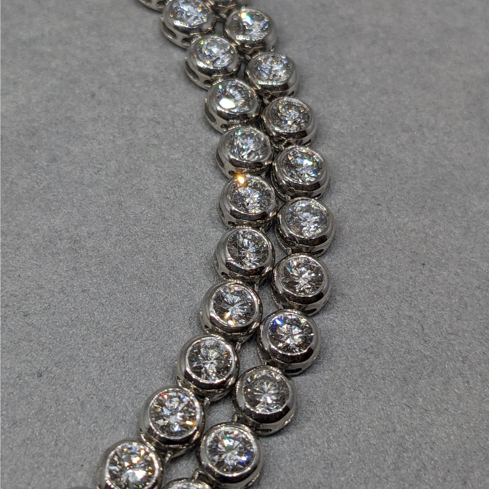 25.00 ctw Natural Diamond Bezel Set 32" Tennis Necklace 18k White Gold