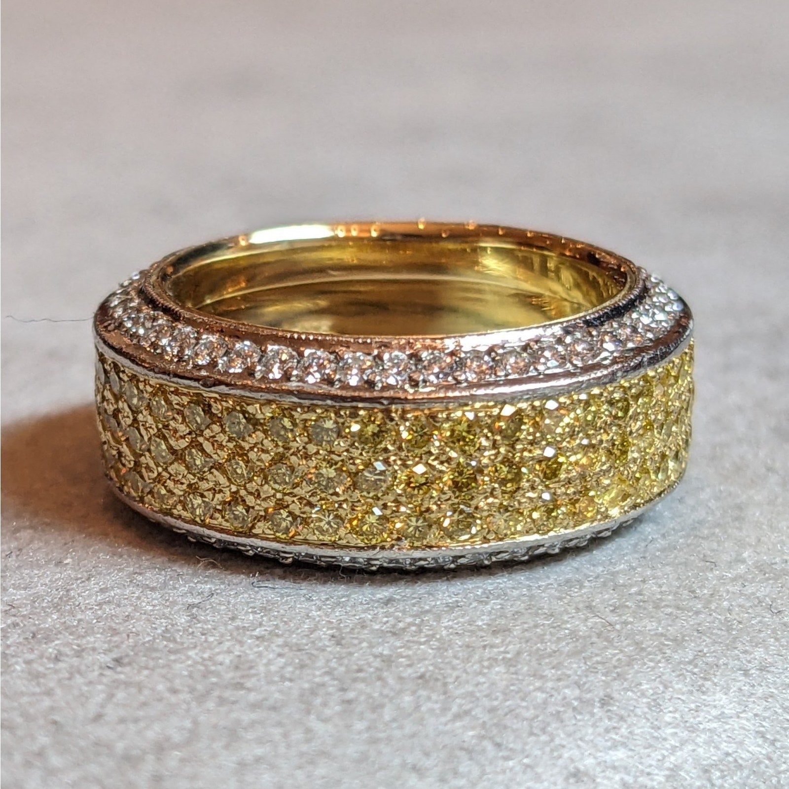 Beaudry Yellow and White Diamond Ring in Platinum & 18k Yellow Gold