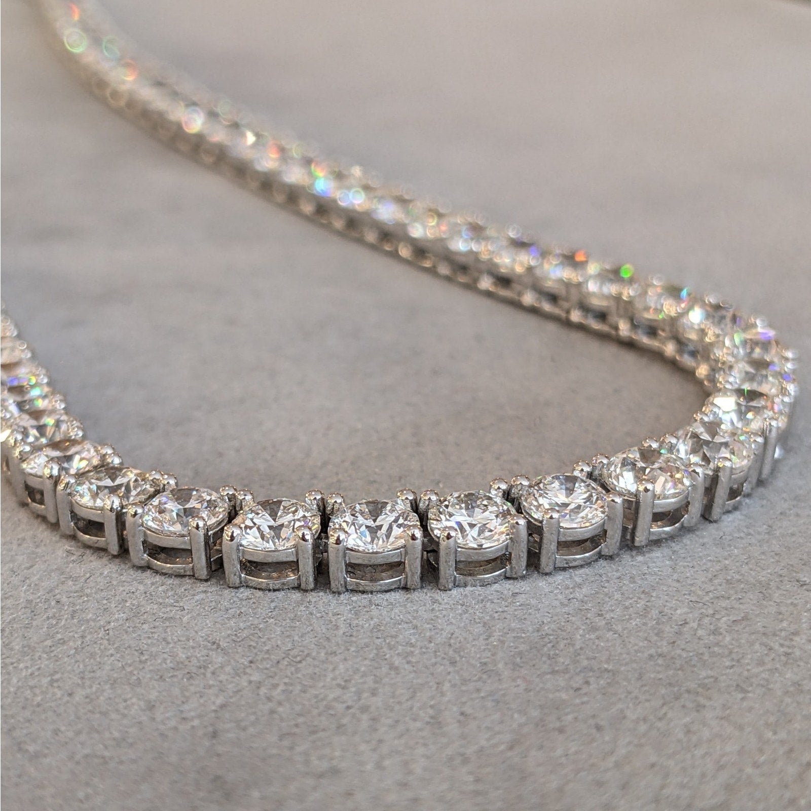 37.70 ctw Natural Diamond Tennis Necklace 17.5 inch in 18k White Gold