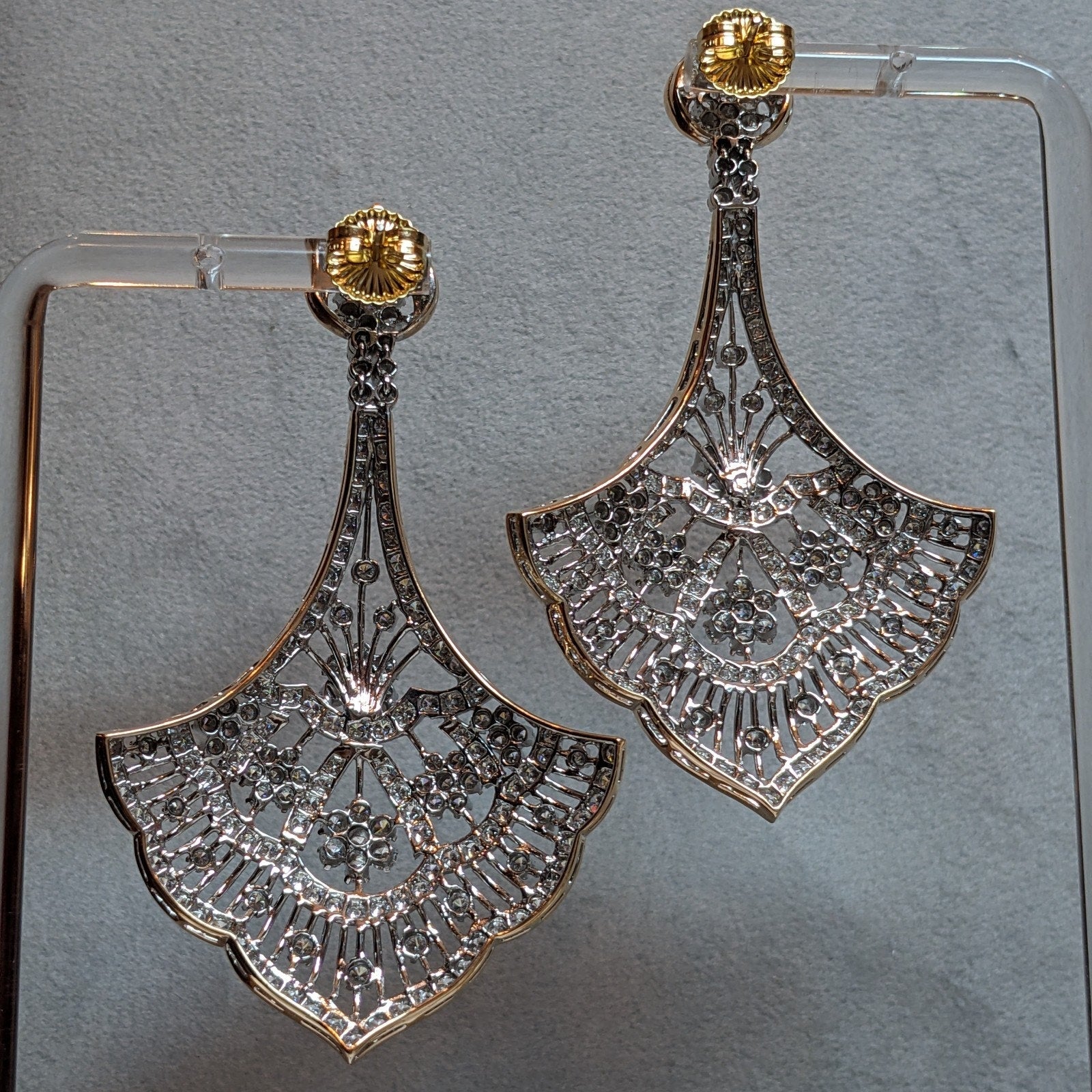 Diamond Fan Chandelier Earrings 10.00 cttw in 14k Gold