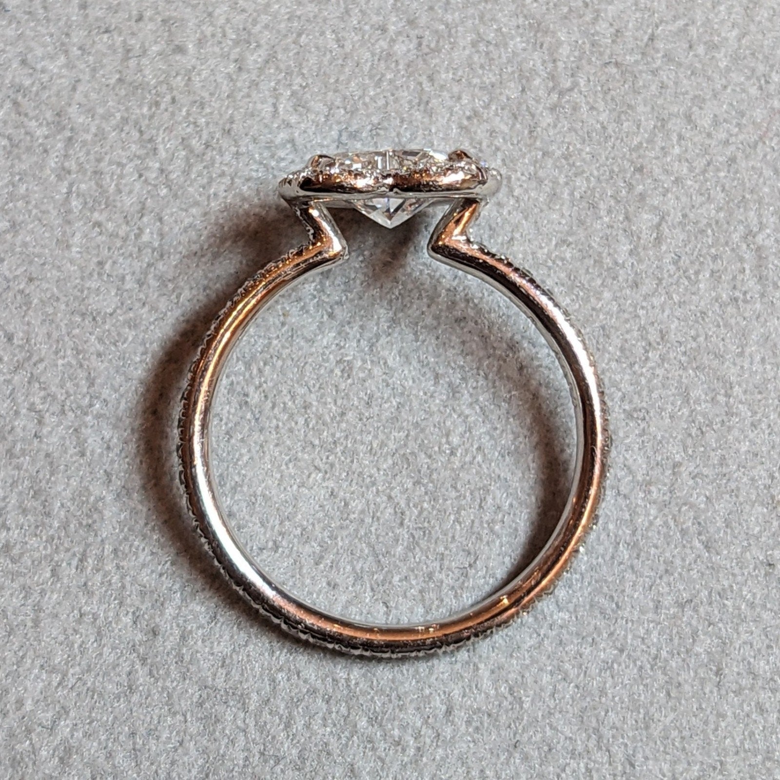 Heart Shaped Diamond Ring in 18k White Gold Halo Setting