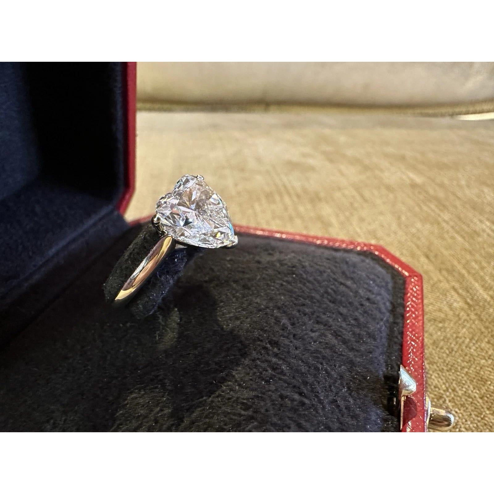 GIA Cartier 4.19ct D-VS2 Heart Brilliant Diamond Solitaire Platinum Ring