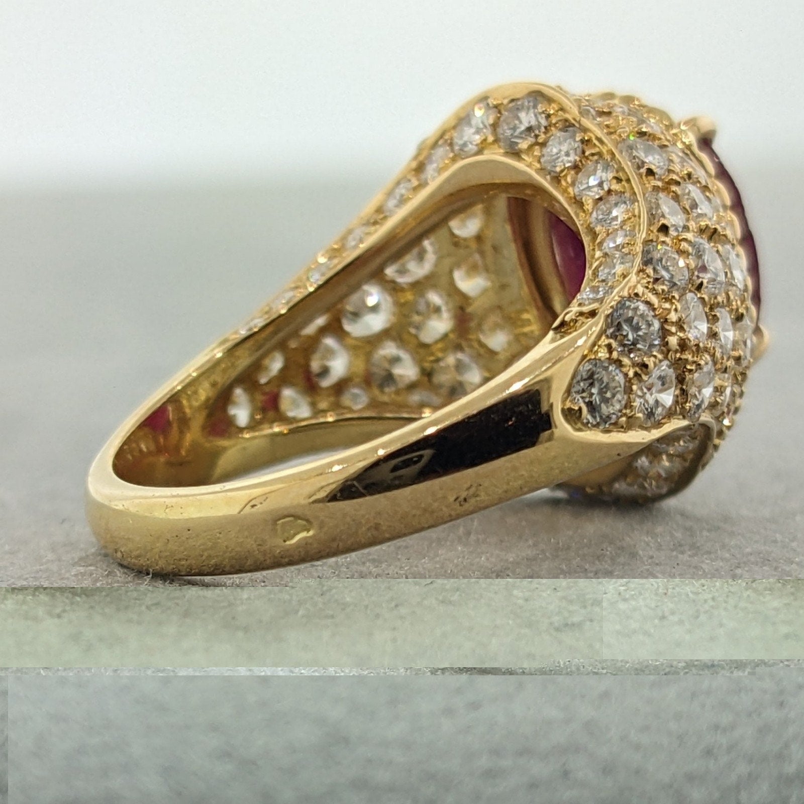 AGL Unheated 3.01 ct Natural Red Ruby in Diamond 18k Yellow Gold Ring