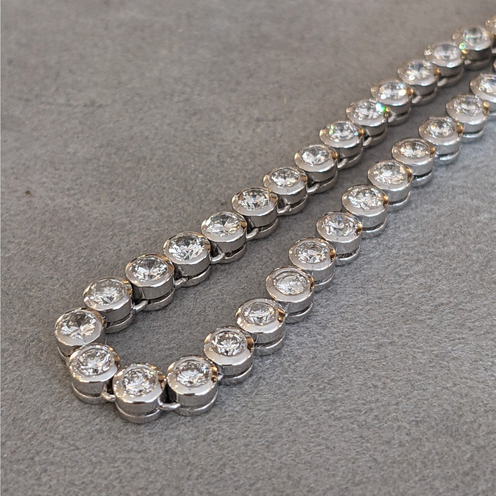 10.00 cttw Bezel-Set Natural Diamond Tennis Necklace in Platinum 16 in