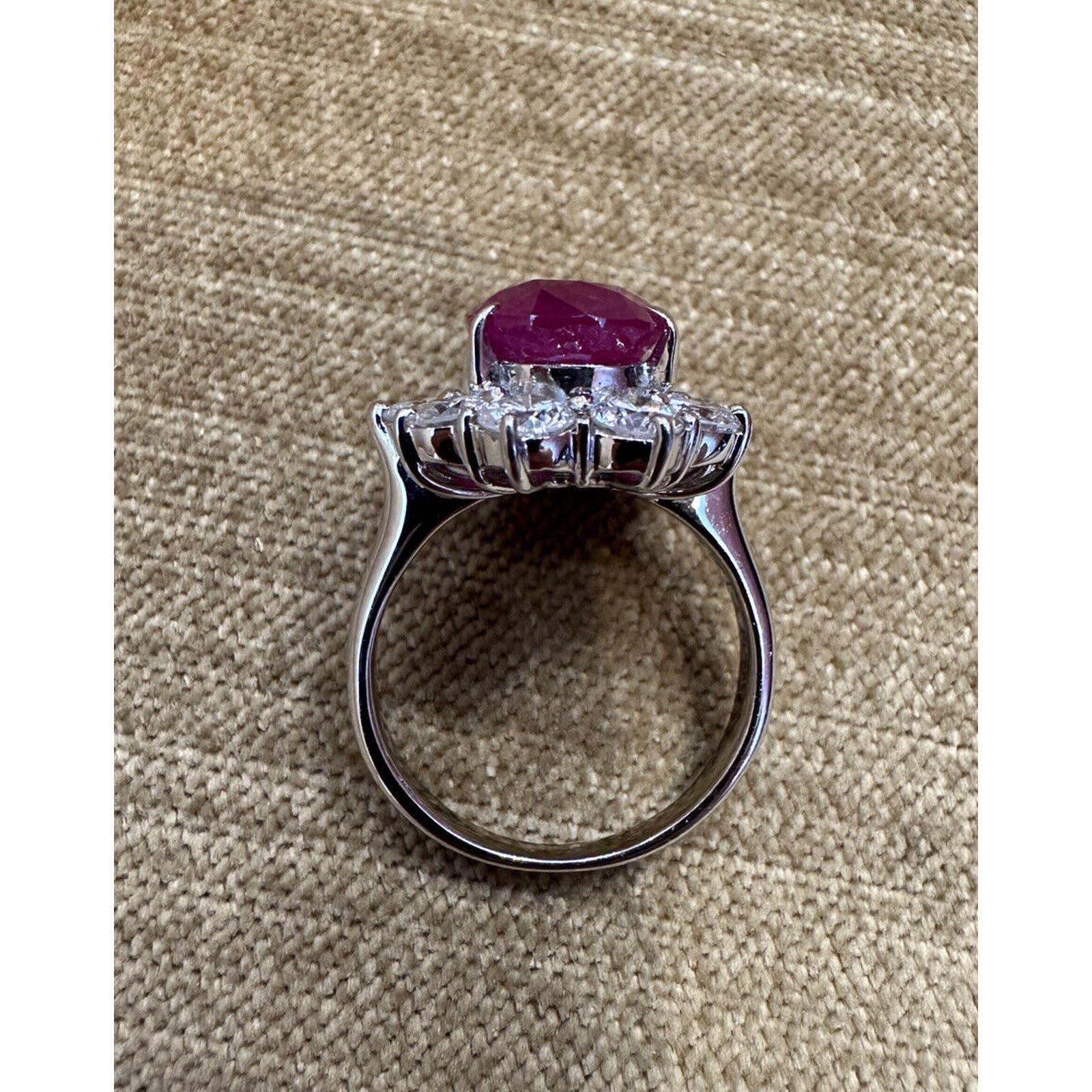 GIA Burma Heated Ruby 7.71 ct Oval in Diamond Platinum Ring - HM2421VN