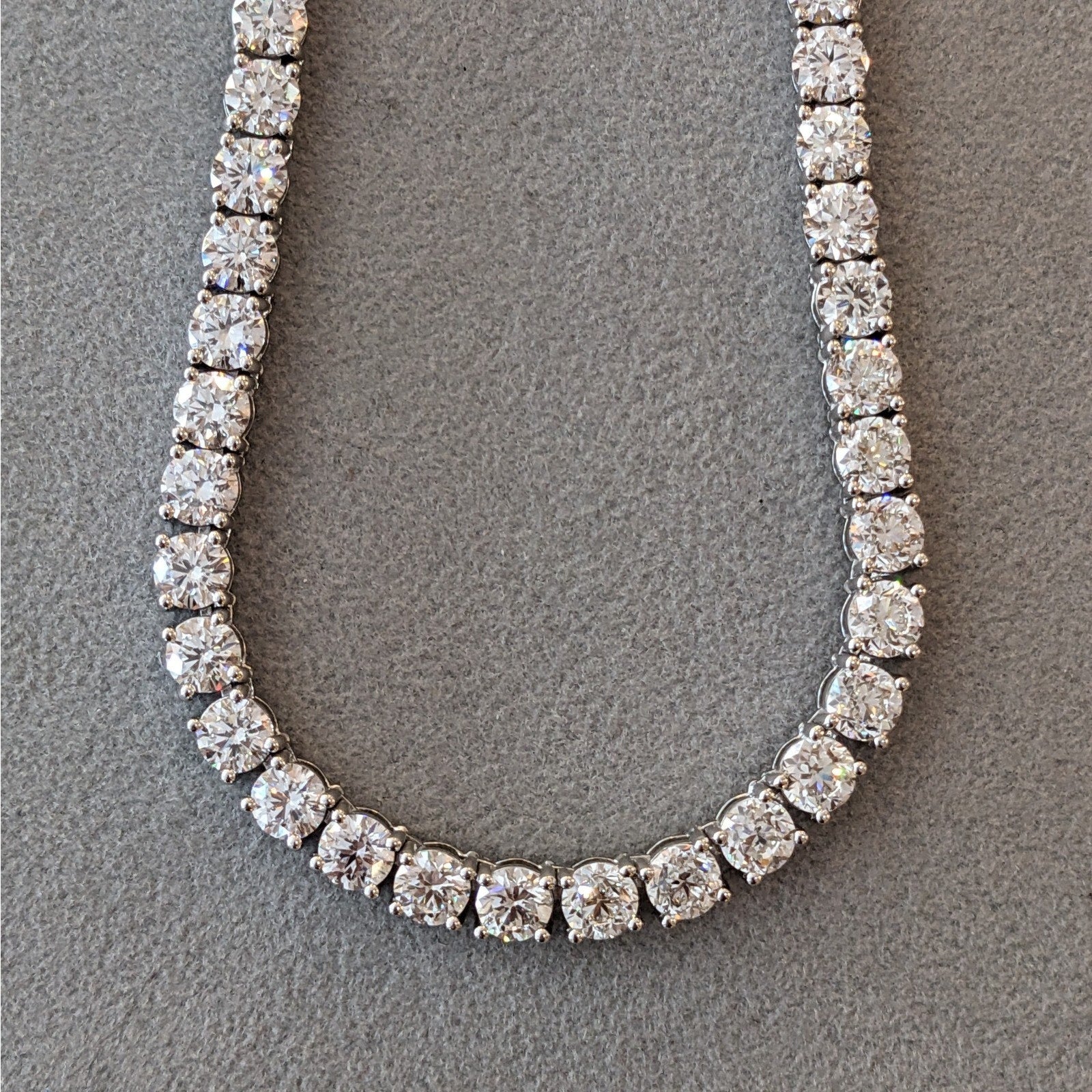 37.70 ctw Natural Diamond Tennis Necklace 17.5 inch in 18k White Gold