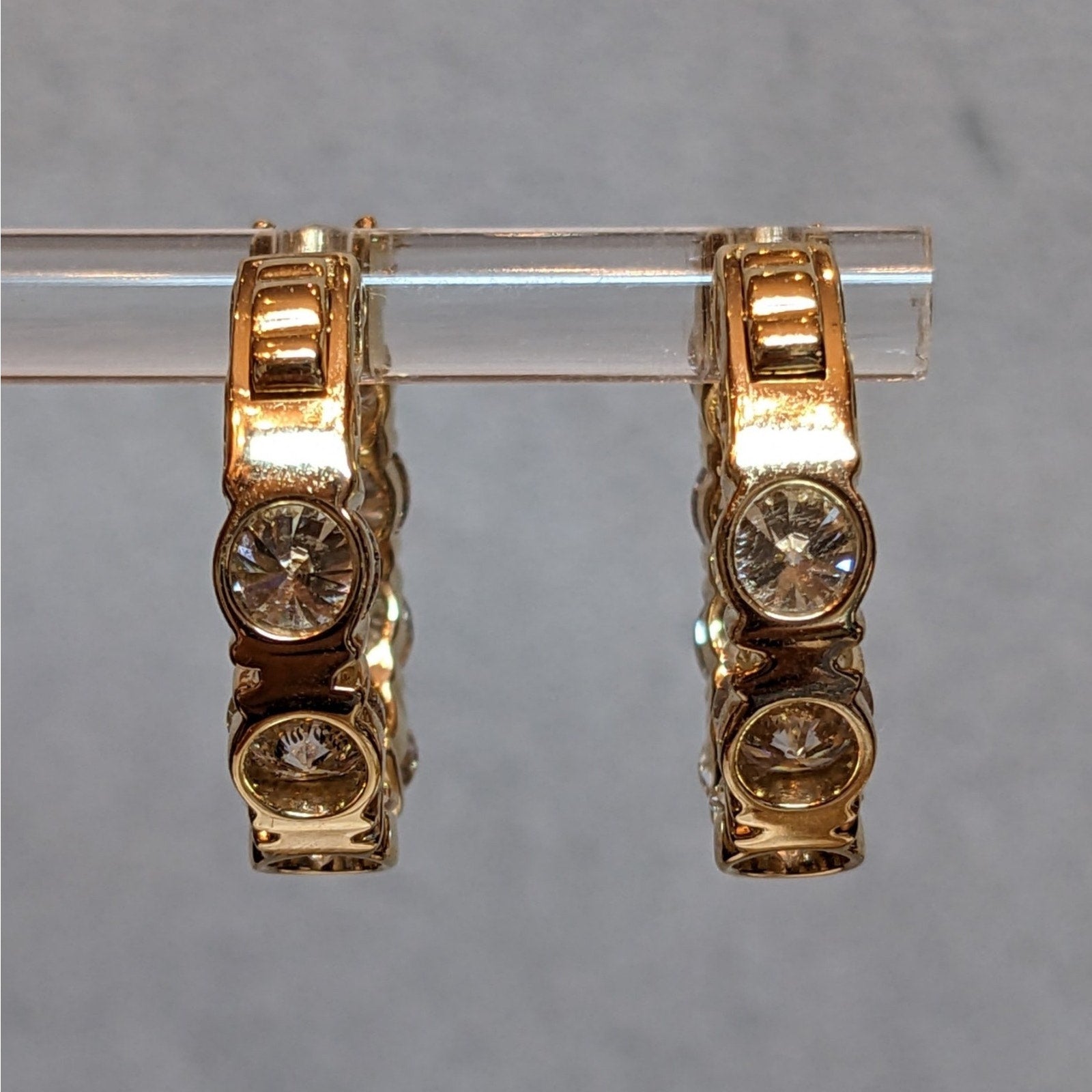 Natural Diamond 8.10 ct Inside Out Hoop Earrings in 18k Yellow Gold